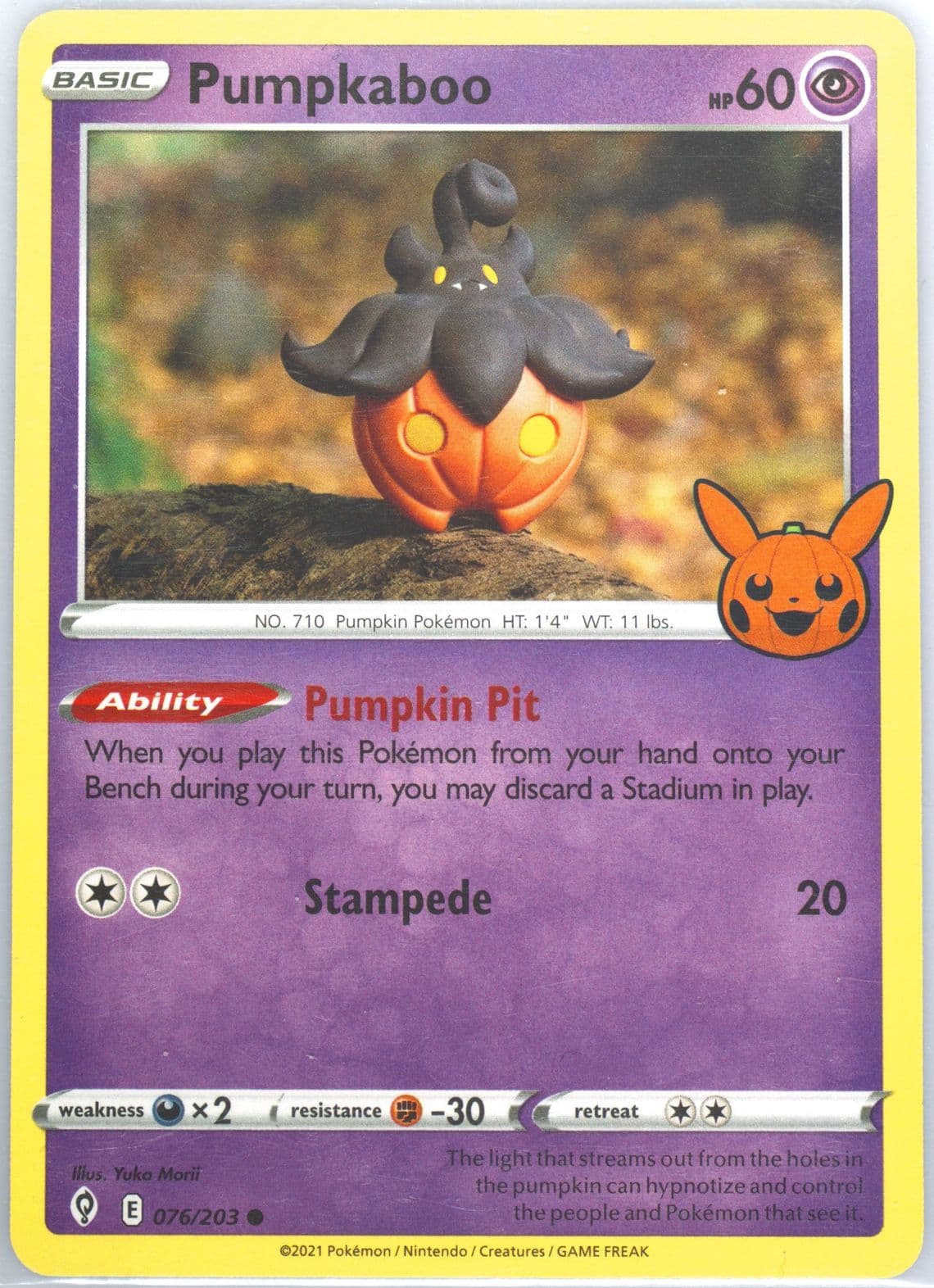 Pumpkaboo Trick or Trade 2022 (076) 2021 Pokemon Sword & Shield Evolving Skies