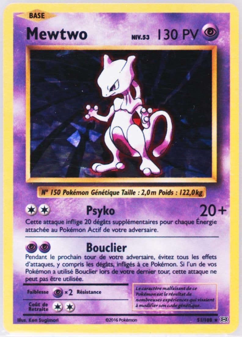 Mewtwo-Holo Cracked Ice-French (51) 2016 Pokemon XY Evolutions