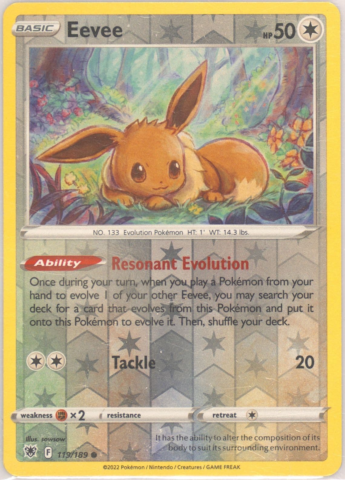 Eevee-Reverse Foil (119) 2022 Pokemon Sword & Shield Astral Radiance