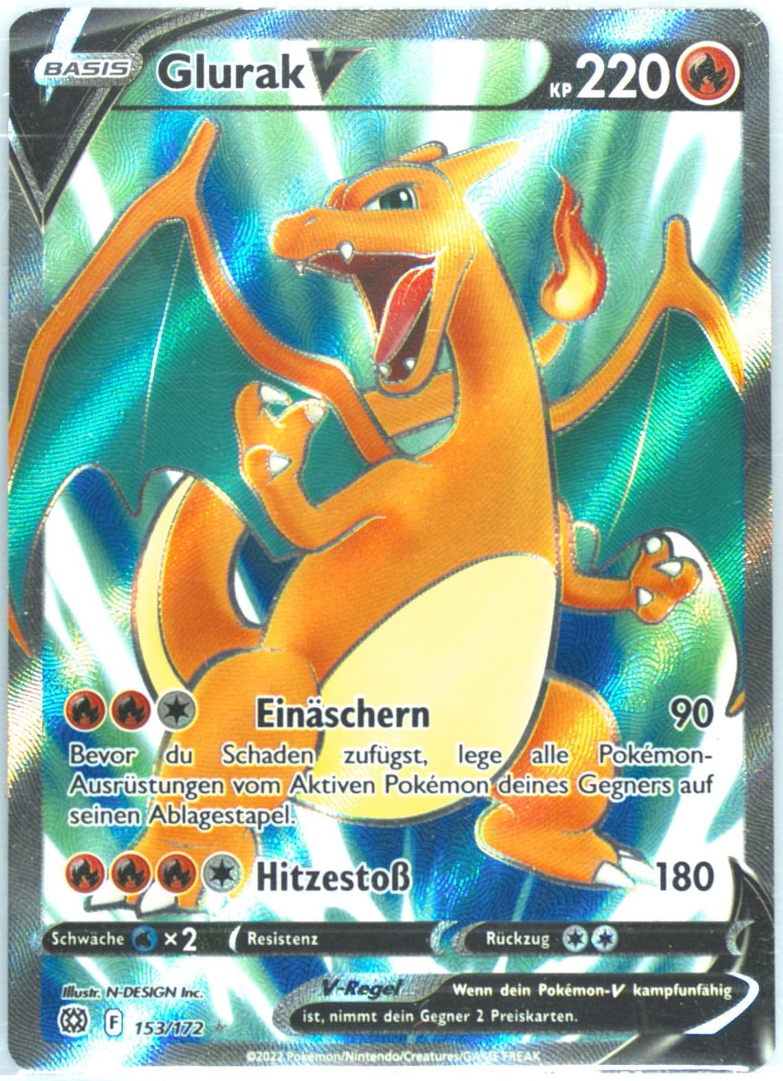 Full Art/Glurak V German (153) 2022 Pokemon Sword & Shield Brilliant Stars