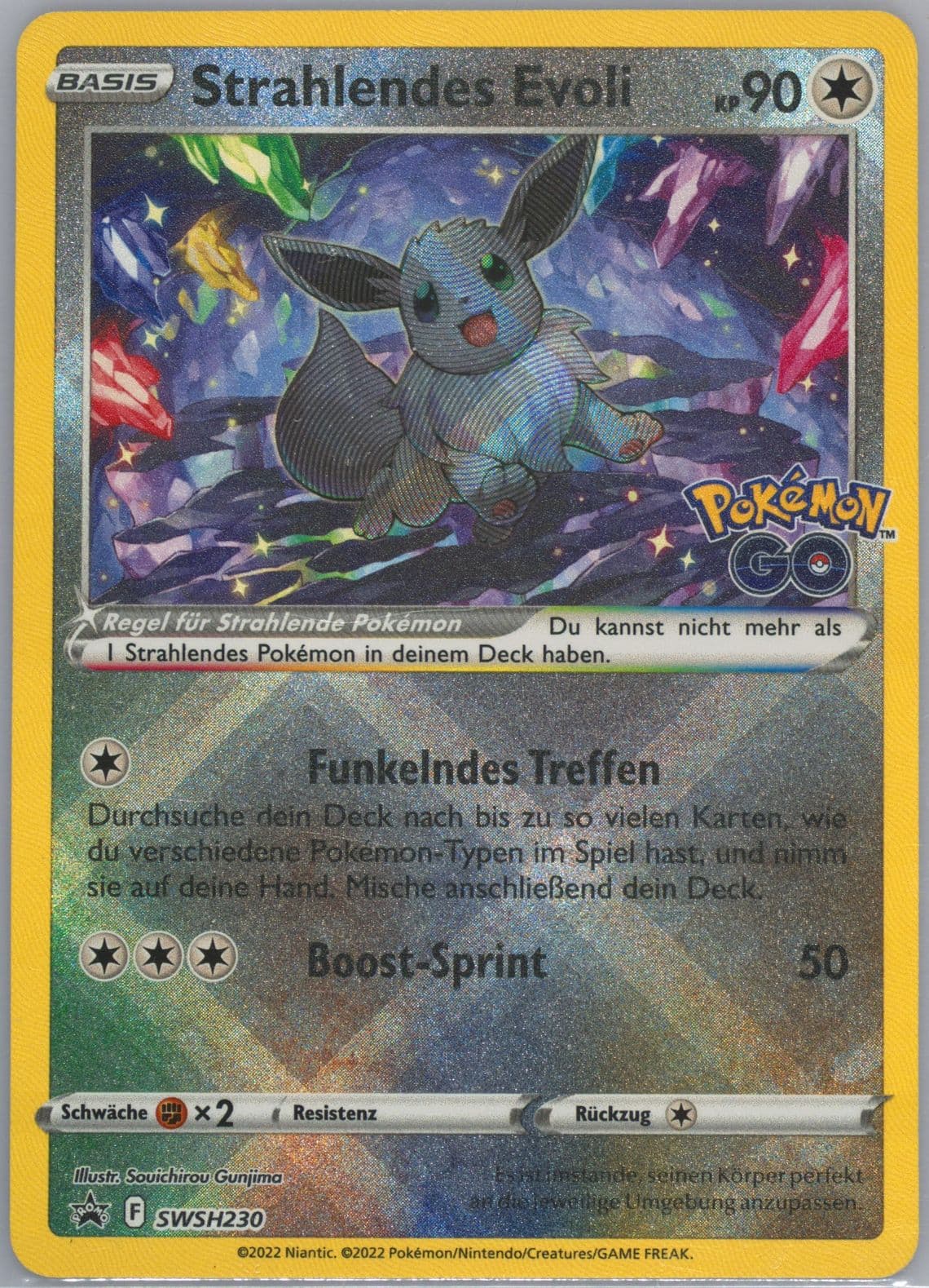 Strahlendes Evoli Pokemon Go Premium Collection Radiant Eevee-German (230) 2022 Pokemon Swsh Black Star Promo