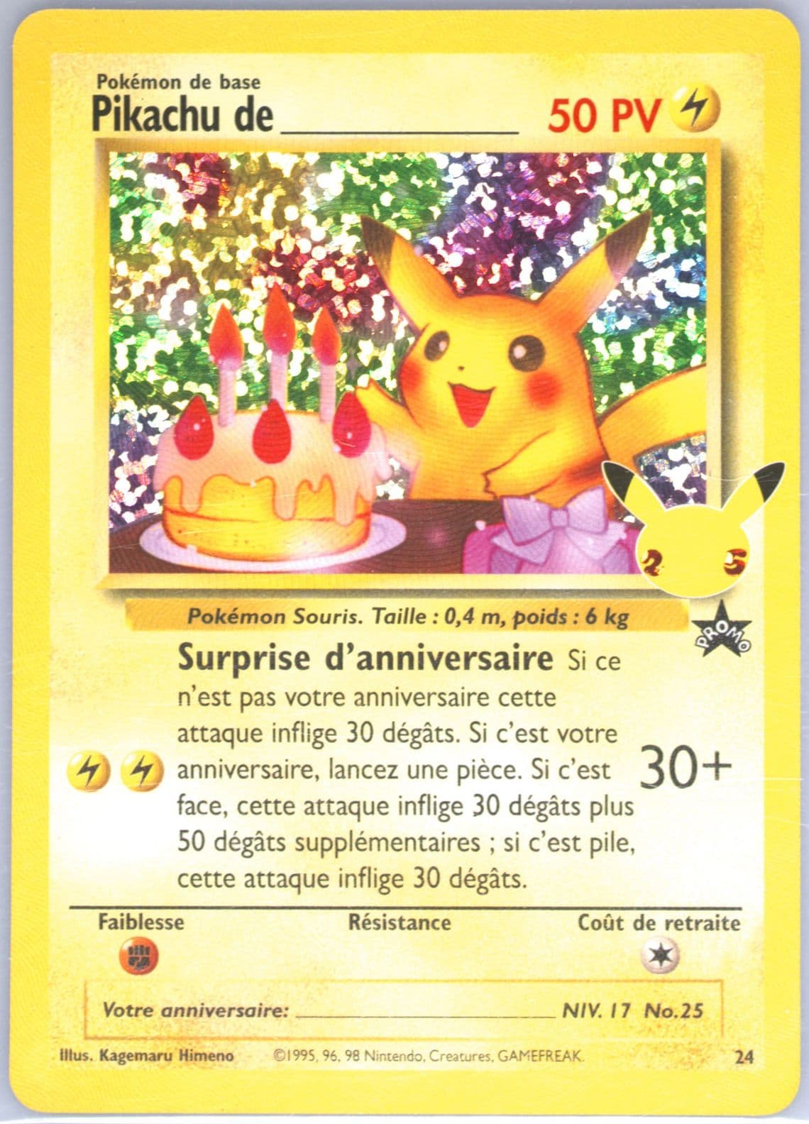 Birthday Pikachu-Holo Spanish (24) 2021 Pokemon Celebrations Classic Collection