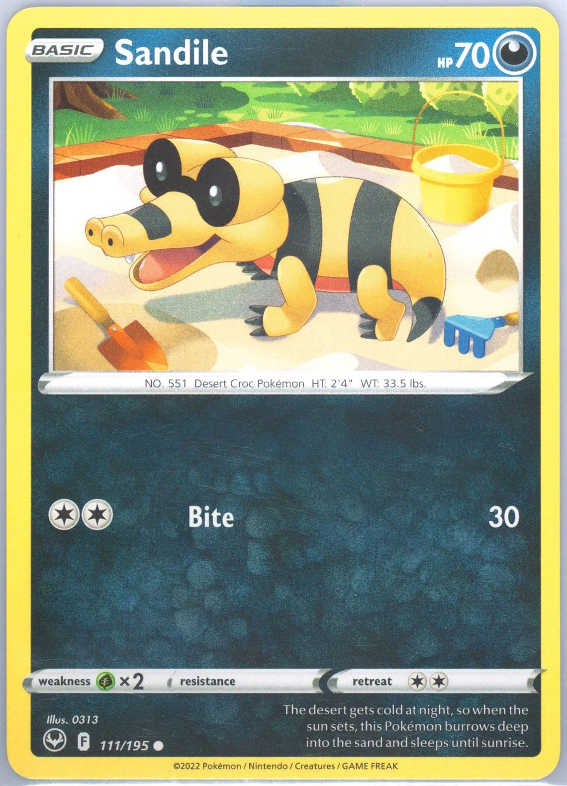 Sandile (111) 2022 Pokemon Sword & Shield Silver Tempest