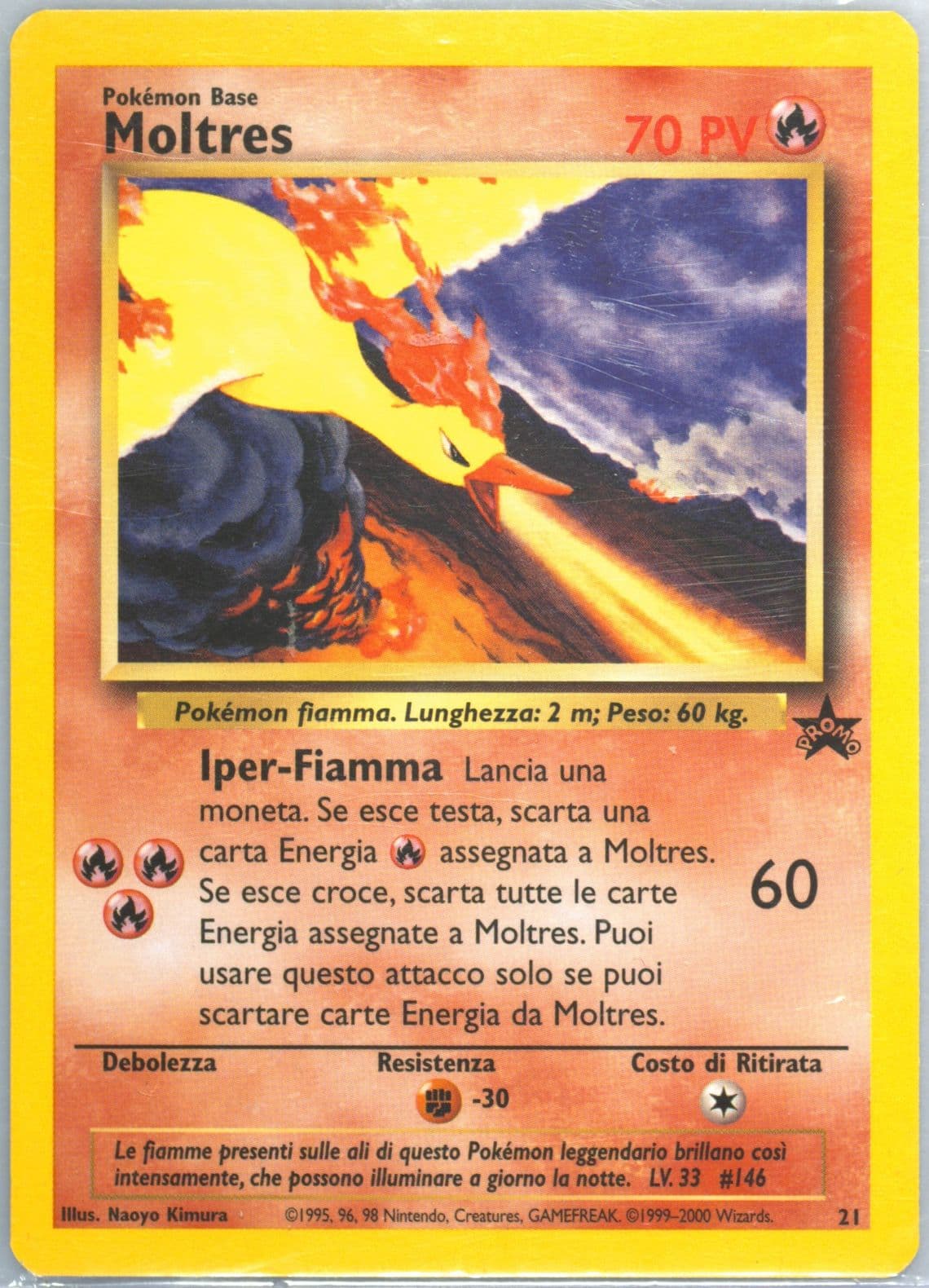 Moltres Italian (21) 2000 Pokemon Promo Black Star