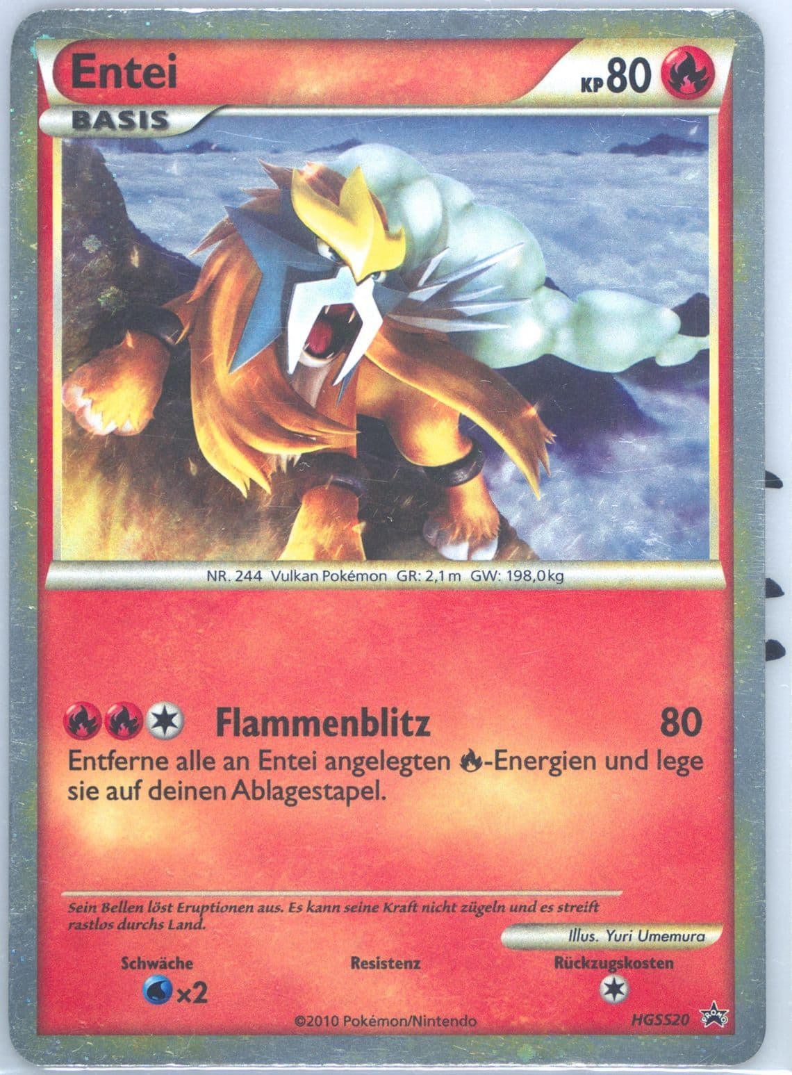 Entei-Holo German (HGSS20) 2010 Pokemon Heartgold & Soulsilver Promo