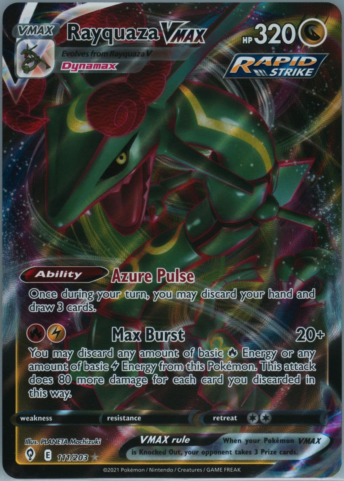 Full Art/Rayquaza Vmax 2022 Vmax Dragons Premium Collection-Jumbo (111) 2021 Pokemon Sword & Shield Evolving Skies