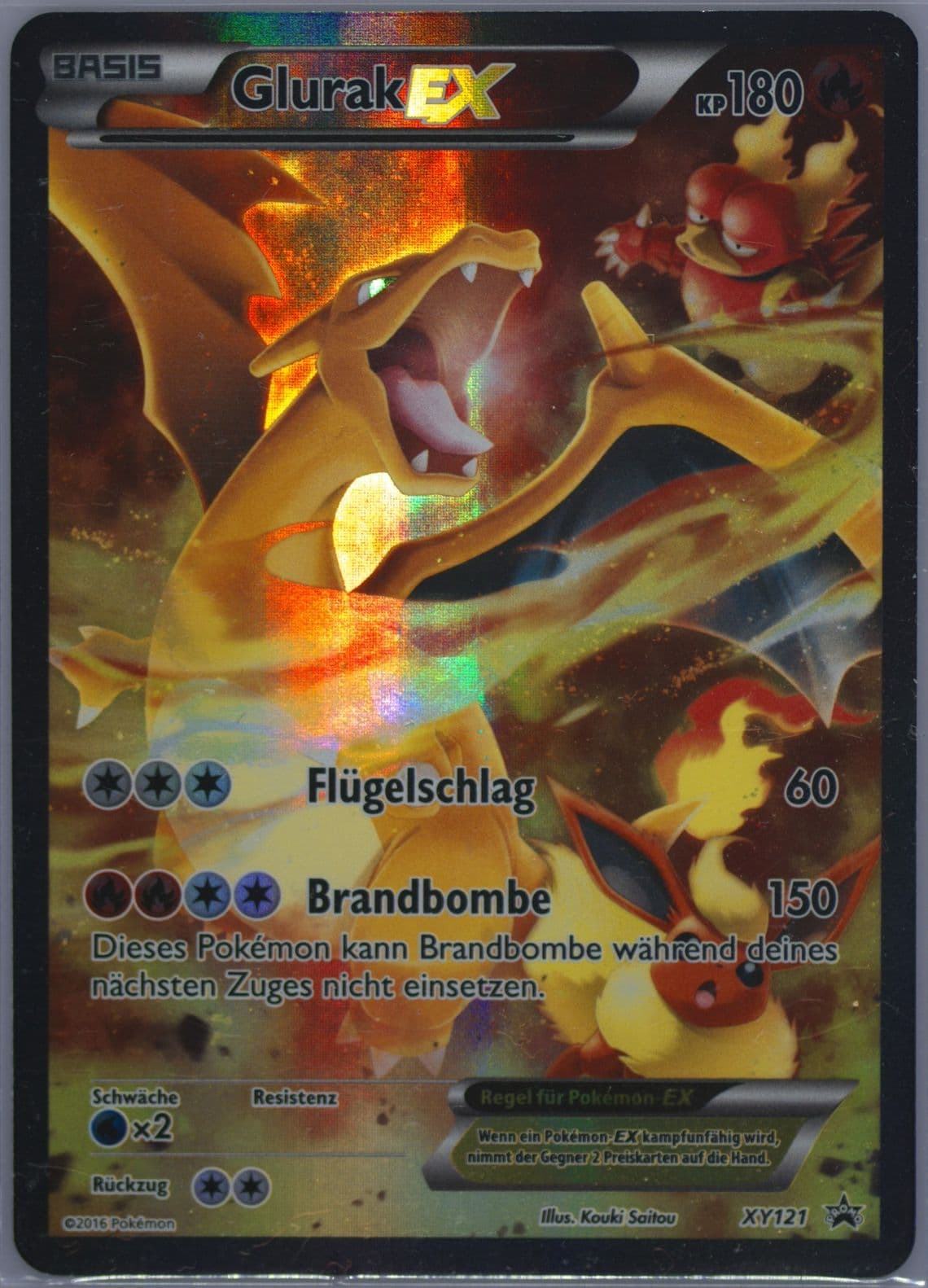 Full Art/Glurak EX Red & Blue Collection-German (XY121) 2016 Pokemon XY Black Star Promo