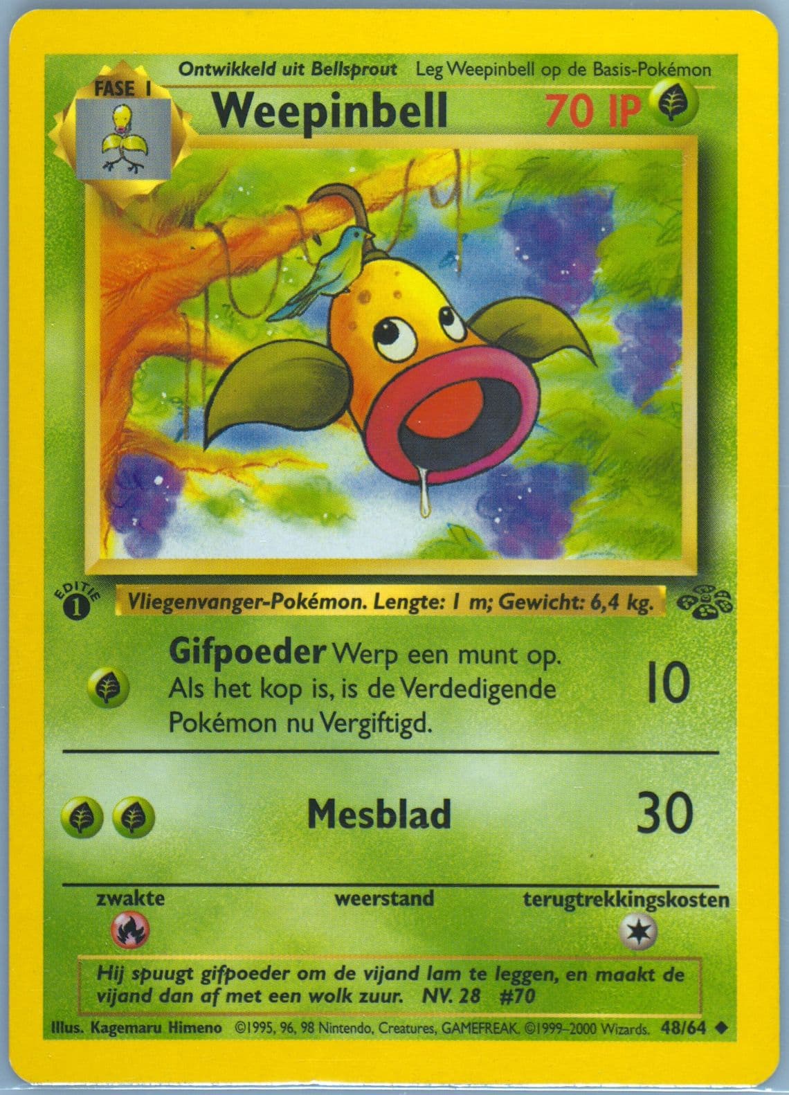Weepinbell 1st Edition (48) 2000 Pokemon Dutch Jungle