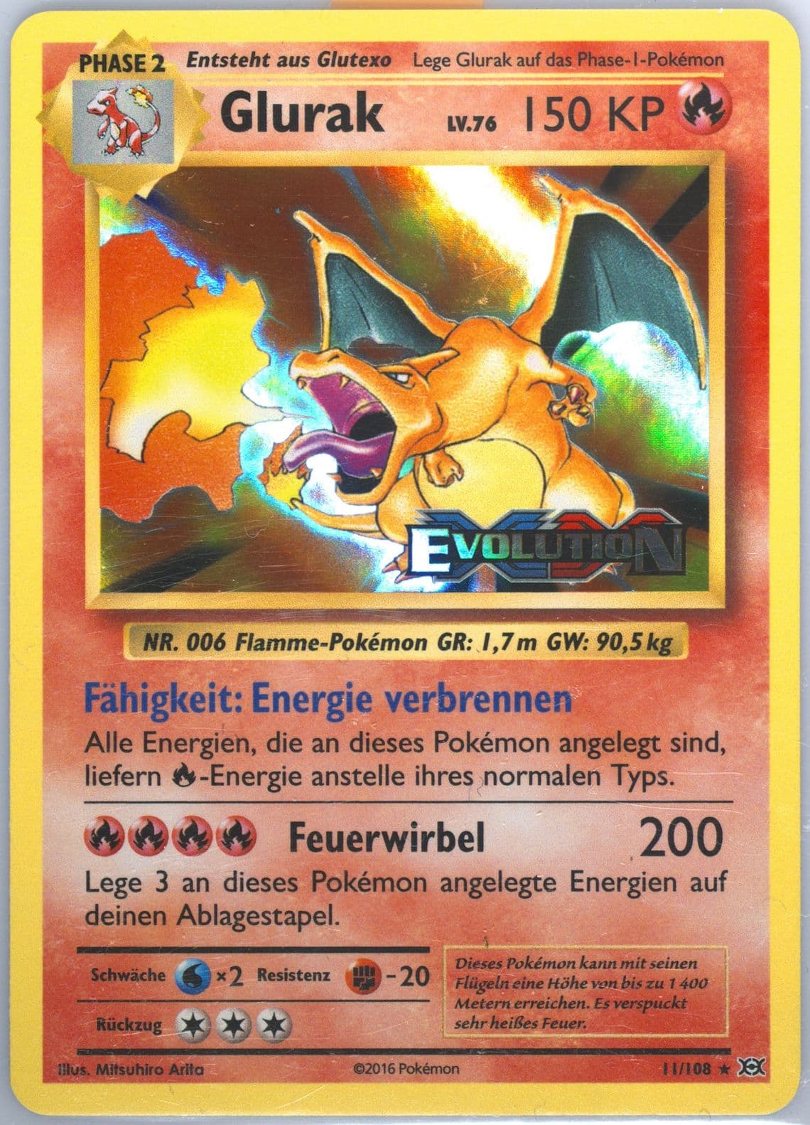 Glurak-Holo Prerelease-German (11) 2016 Pokemon XY Evolutions