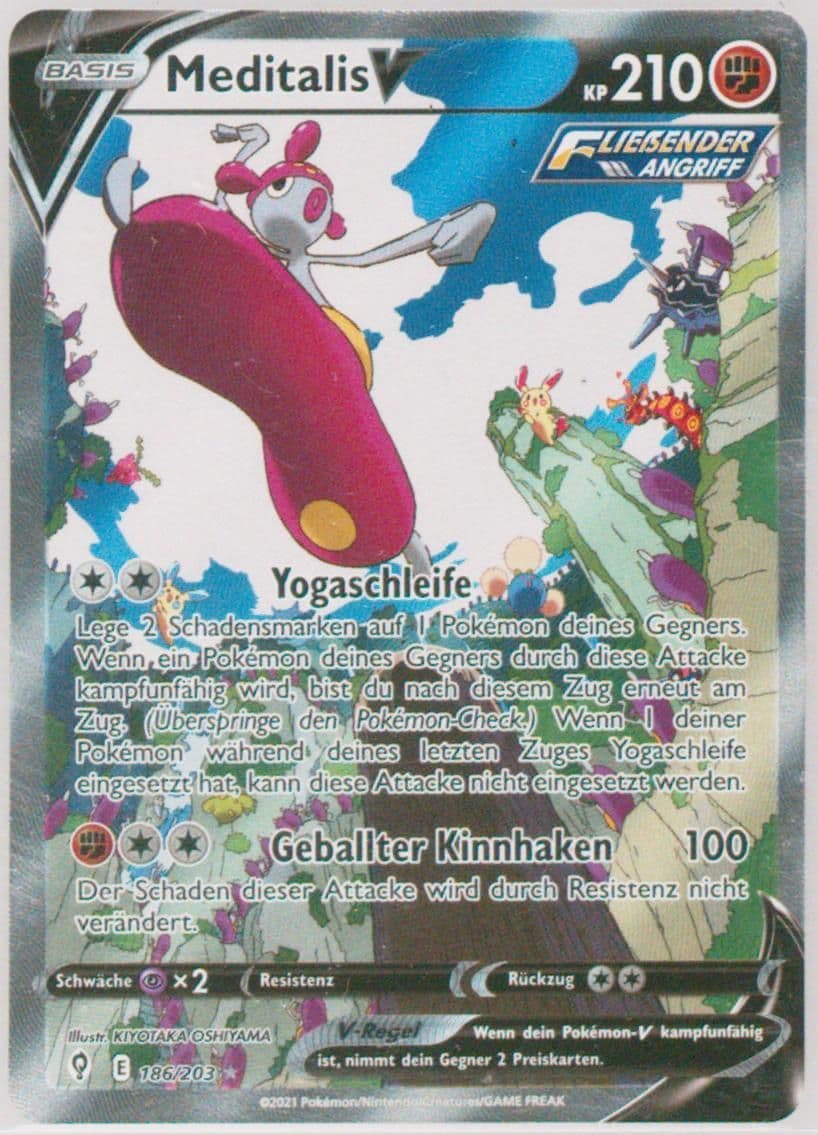 Full Art/Meditalis V German (186) 2021 Pokemon Sword & Shield Evolving Skies