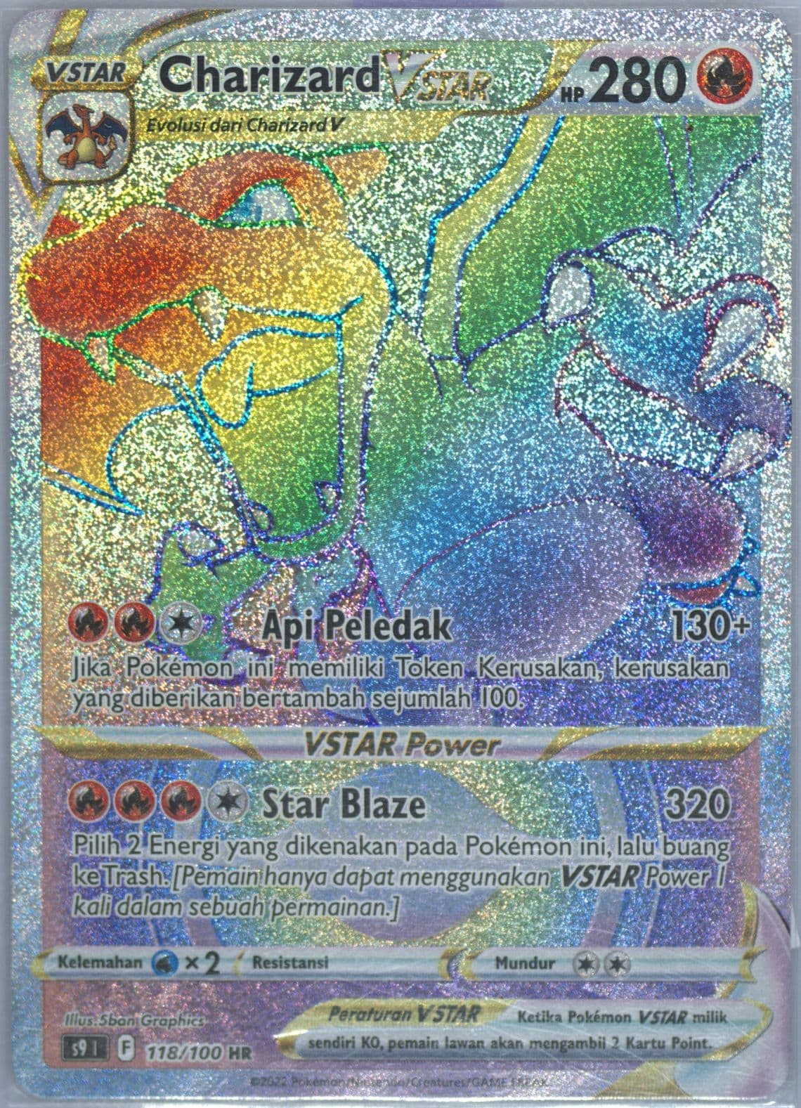 Full Art/Charizard Vstar Hyper Rare (118) 2022 Pokemon Indonesian Sword & Shield Star Birth