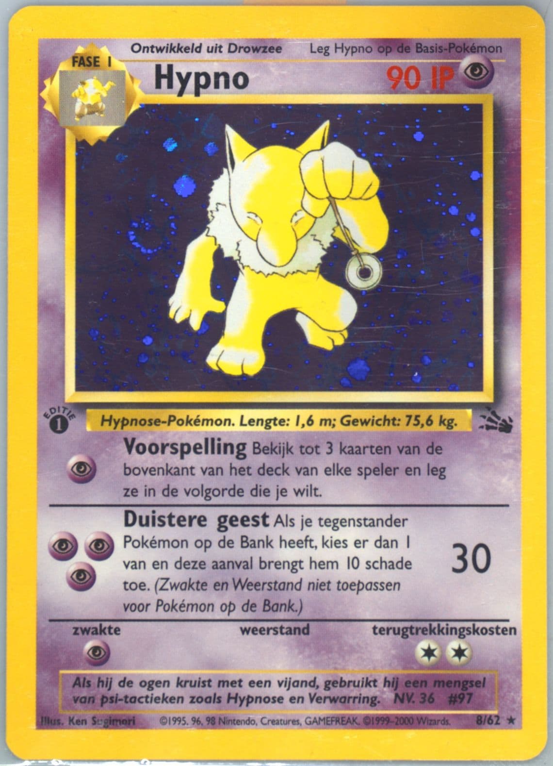 Hypno-Holo 1st Edition (8) 2000 Pokemon Dutch Fossil