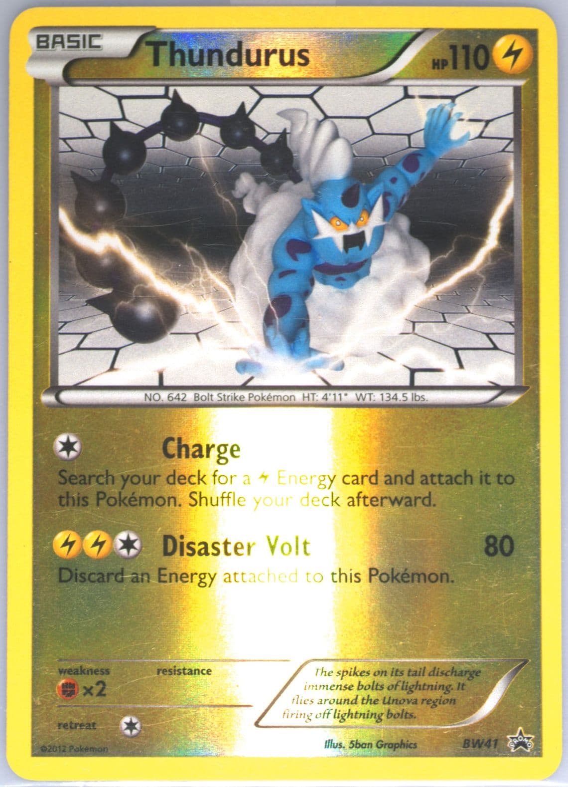 Thundurus-Reverse Foil Forces of Nature (BW41) 2012 Pokemon Black & White Promo