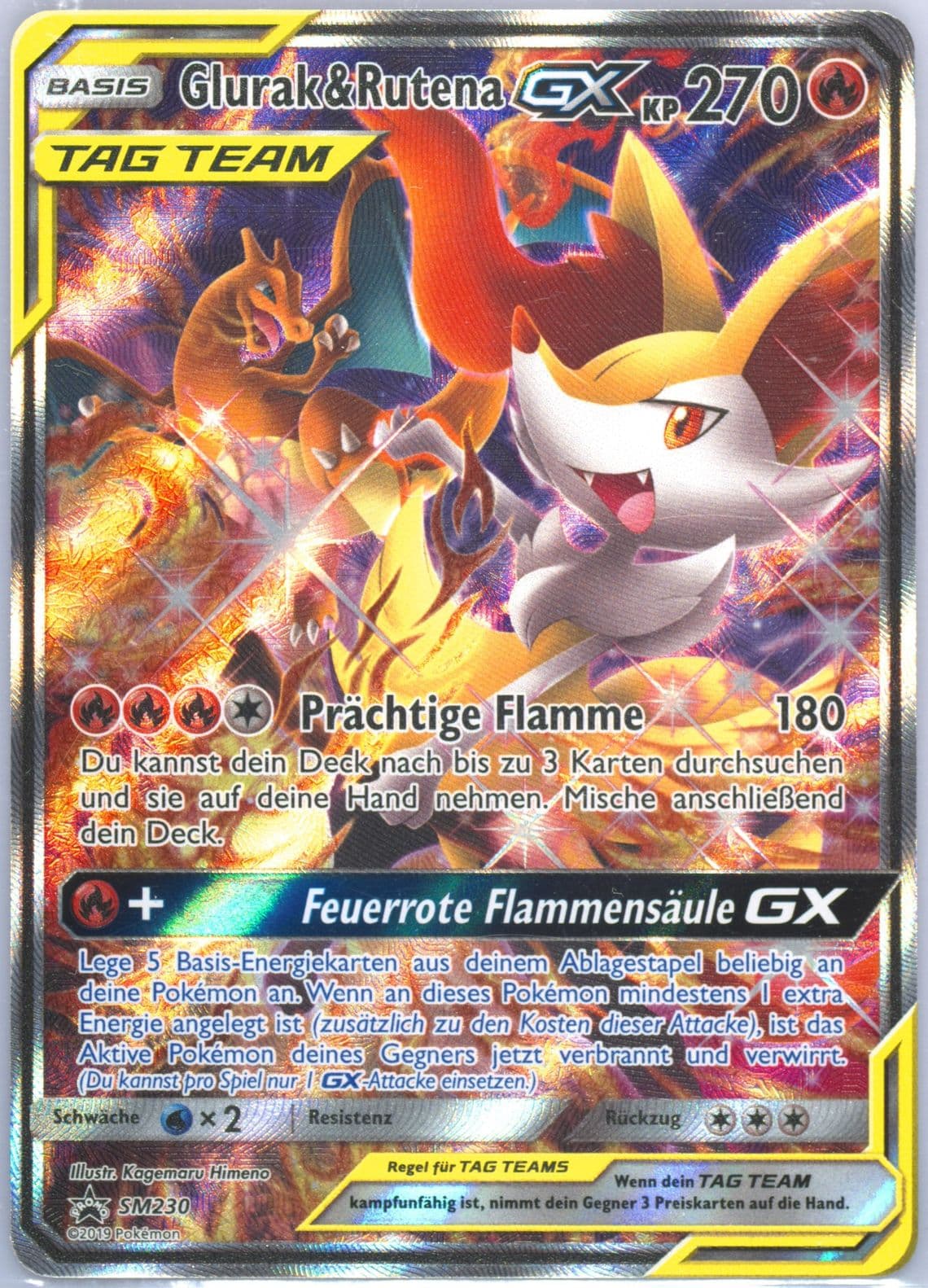 Full Art/Glurak & Rutena GX Tag Team Generations Premium Collection-German (SM230) 2019 Pokemon SM Black Star Promo