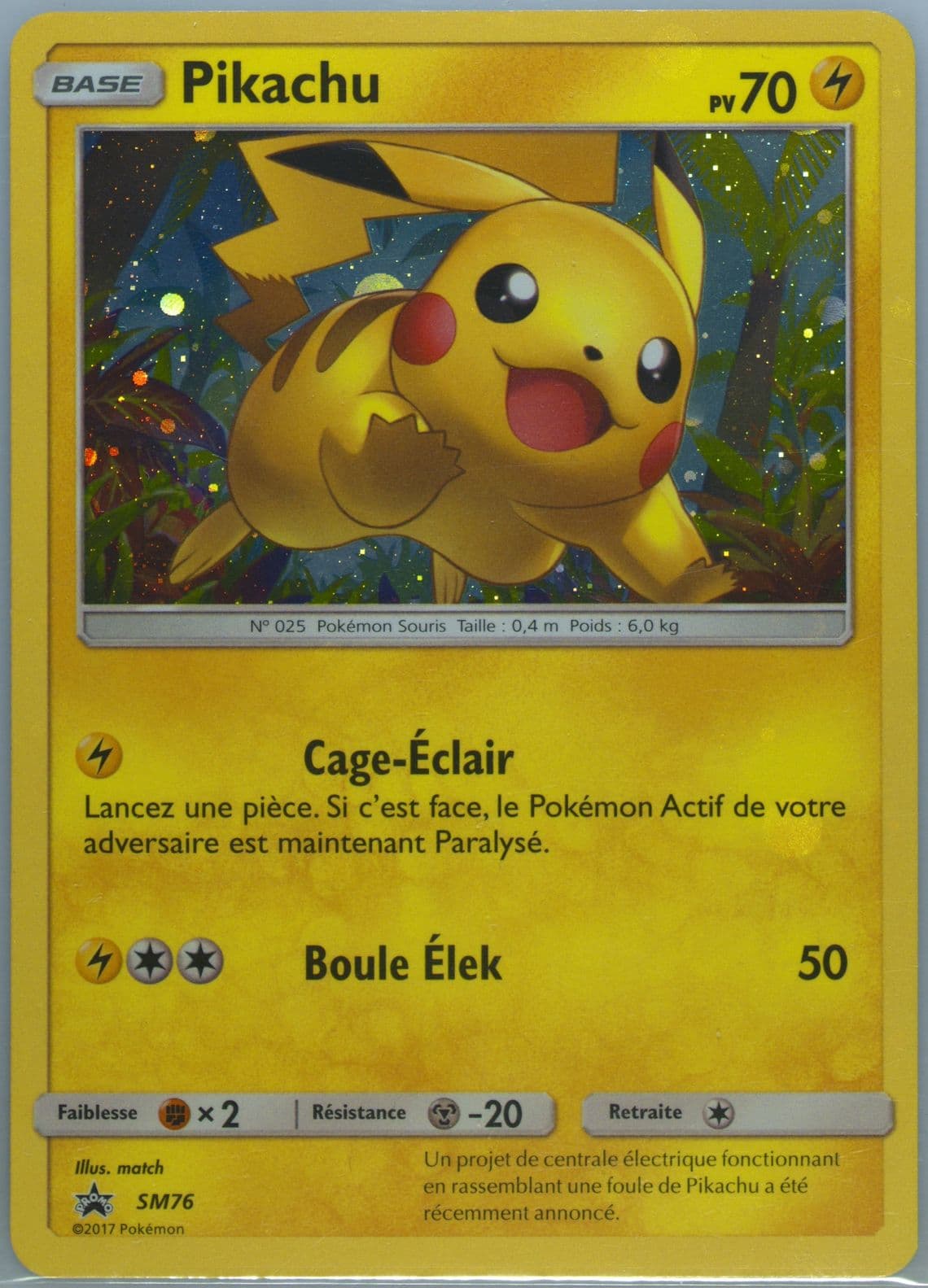 Pikachu-Holo Shining Legends Pin Collection-French (SM76) 2017 Pokemon SM Black Star Promo
