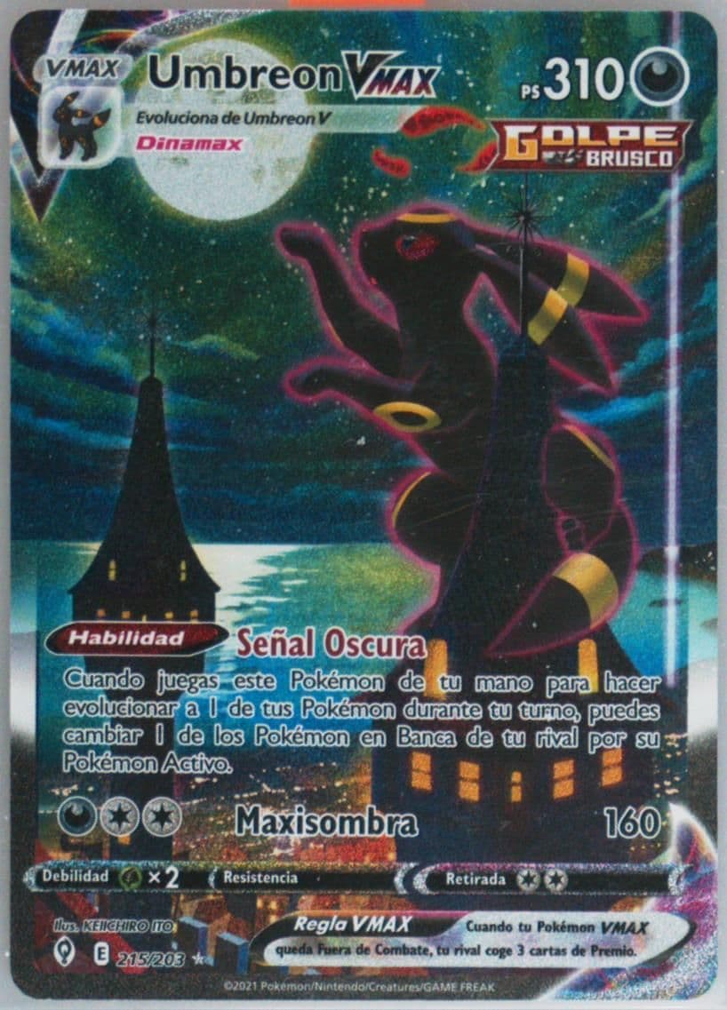 Full Art/Umbreon Vmax Spanish-Secret (215) 2021 Pokemon Sword & Shield Evolving Skies