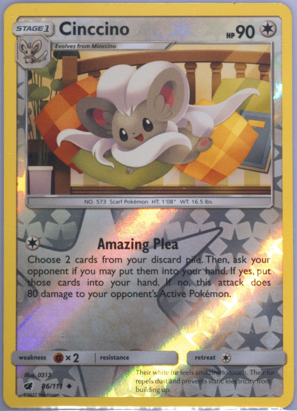 Cinccino-Reverse Foil (86) 2017 Pokemon Sun & Moon Crimson Invasion