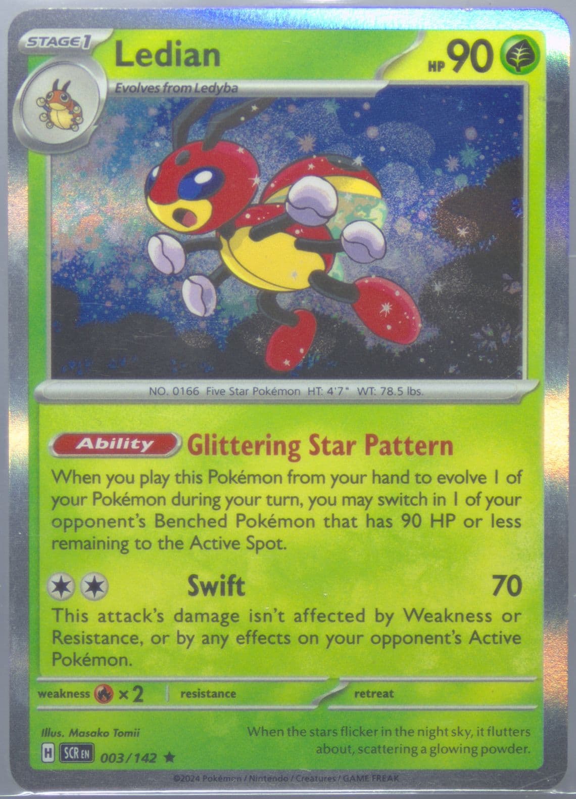 Ledian (003) 2024 Pokemon Scr EN-Stellar Crown