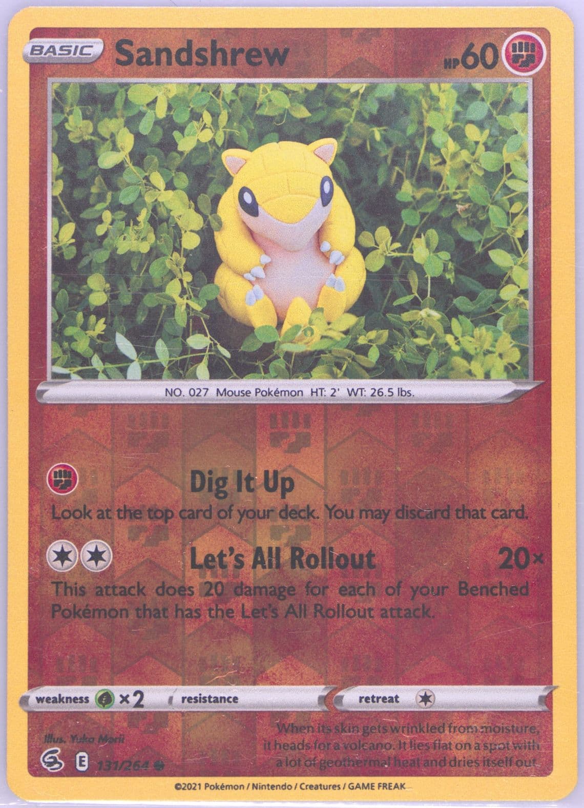 Sandshrew-Reverse Foil (131) 2021 Pokemon Sword & Shield Fusion Strike