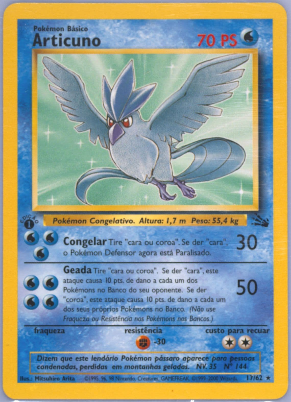 Articuno 1st Edition (17) 2000 Pokemon Portuguese Fossil