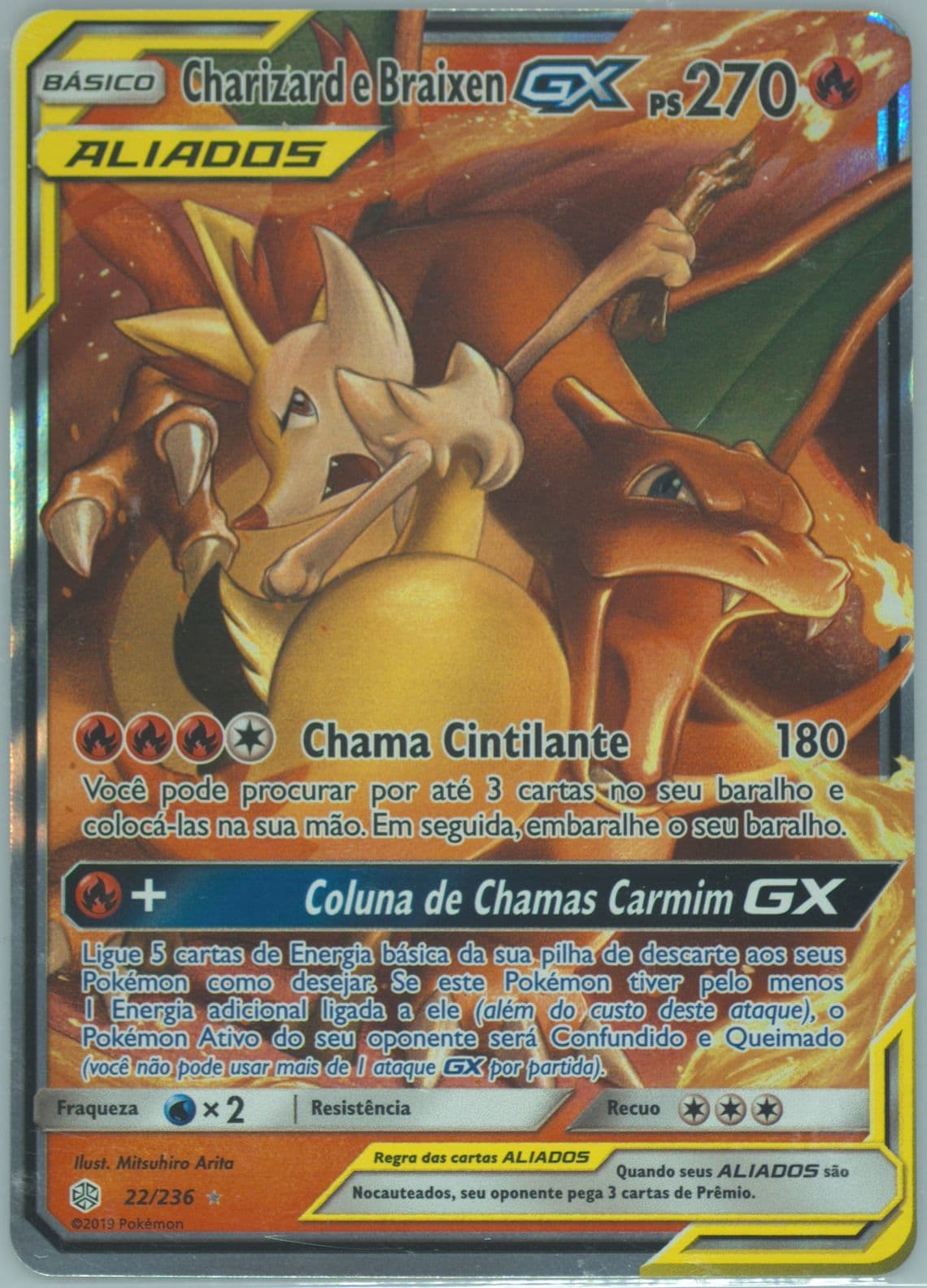 Charizard E Braixen GX Portuguese (22) 2019 Pokemon Sun & Moon Cosmic Eclipse