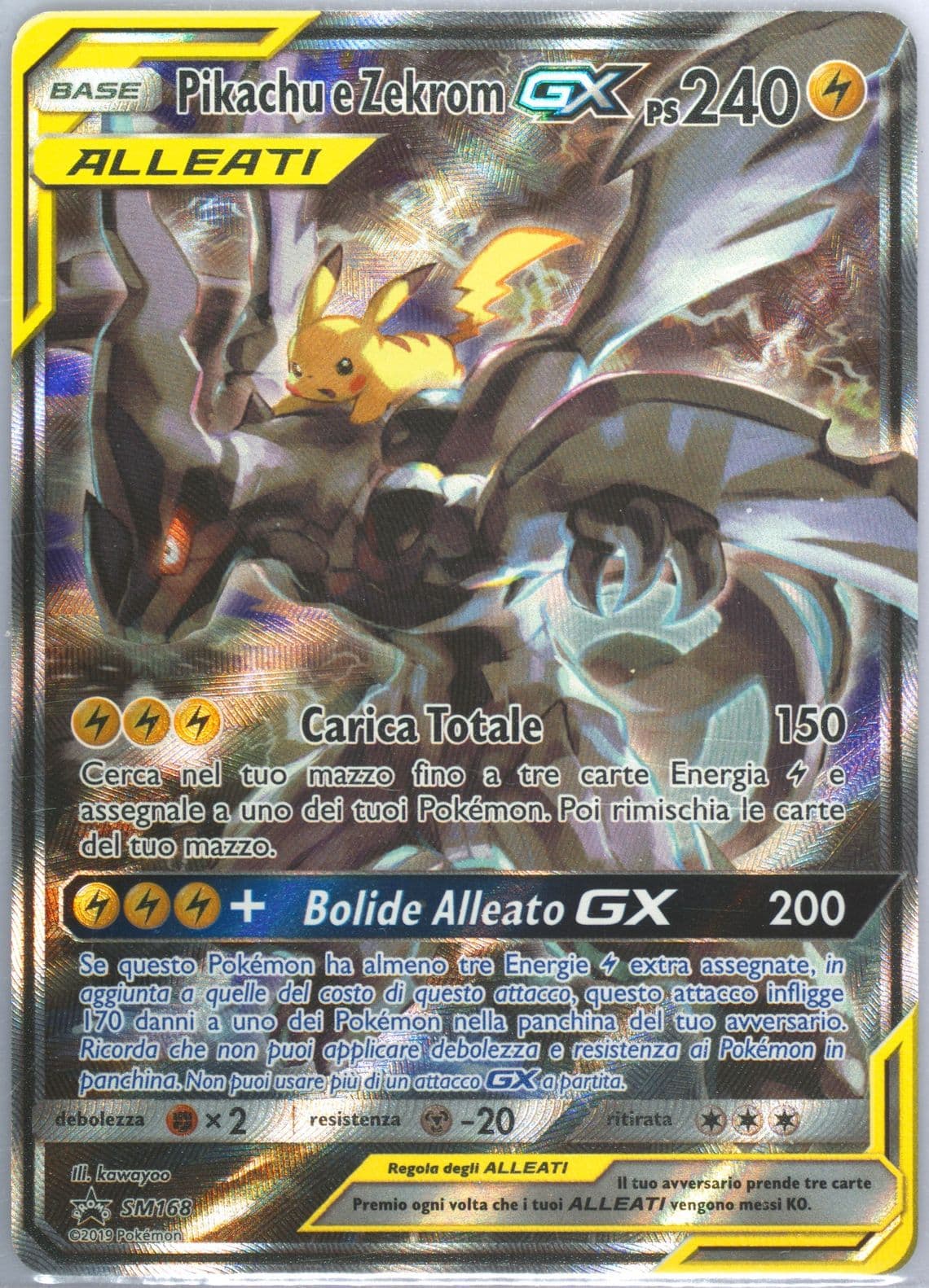 Full Art/Pikachu E Zekrom GX Tag Team Tins-Italian (SM168) 2019 Pokemon SM Black Star Promo