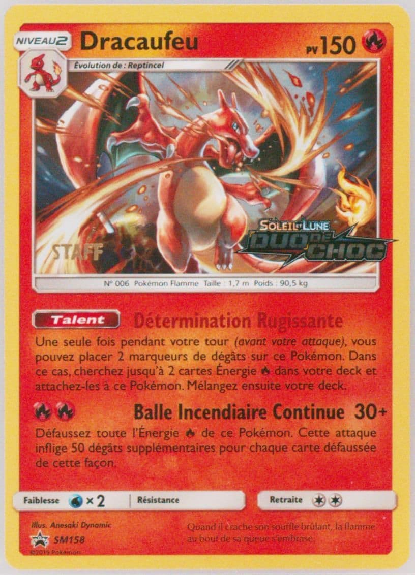 Dracaufeu-Holo Team Up Prerelease-Staff-French (SM158) 2019 Pokemon SM Black Star Promo