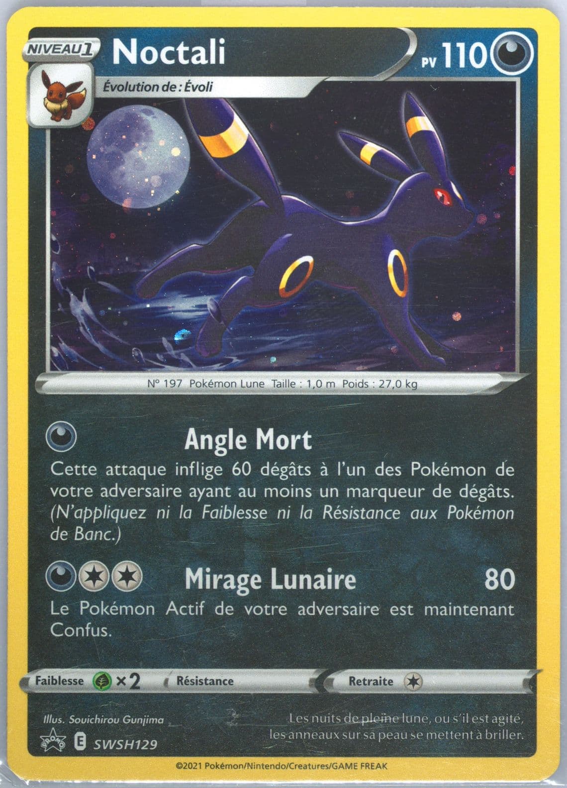 Noctali-Holo Evolving Skies Three Pack Blisters-French (129) 2021 Pokemon Swsh Black Star Promo