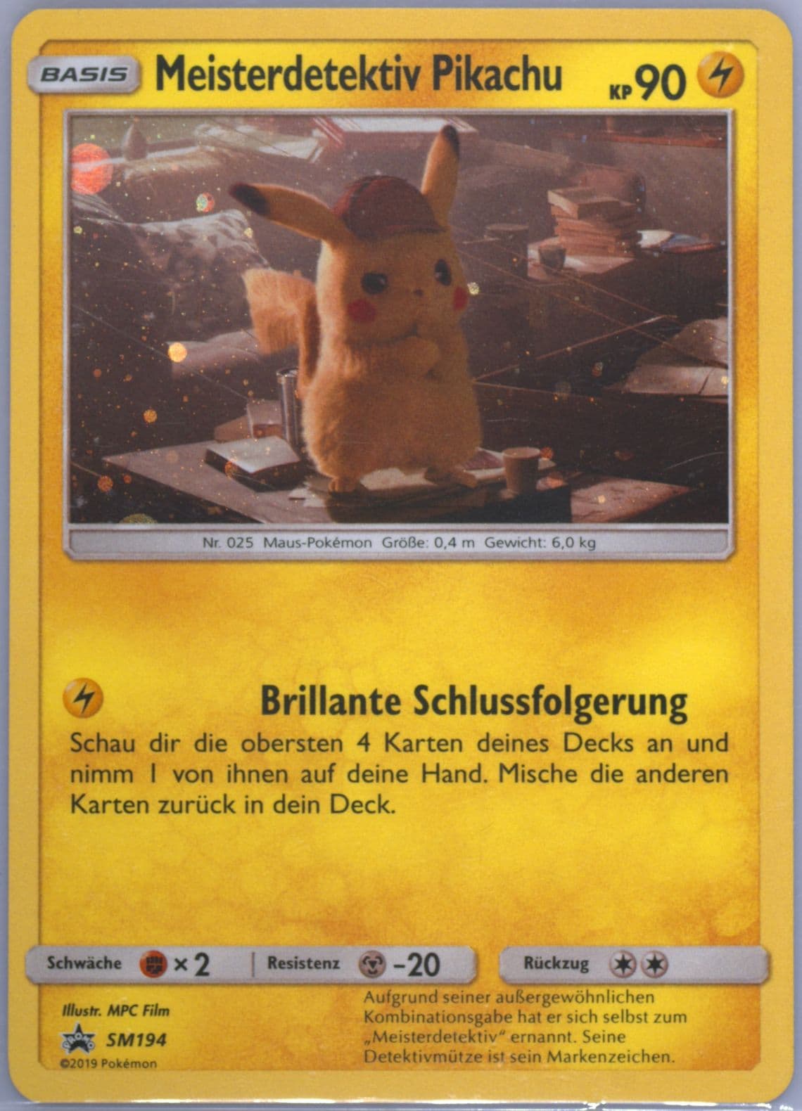 Meisterdetektiv Pikachu-Holo German (SM194) 2019 Pokemon SM Black Star Promo