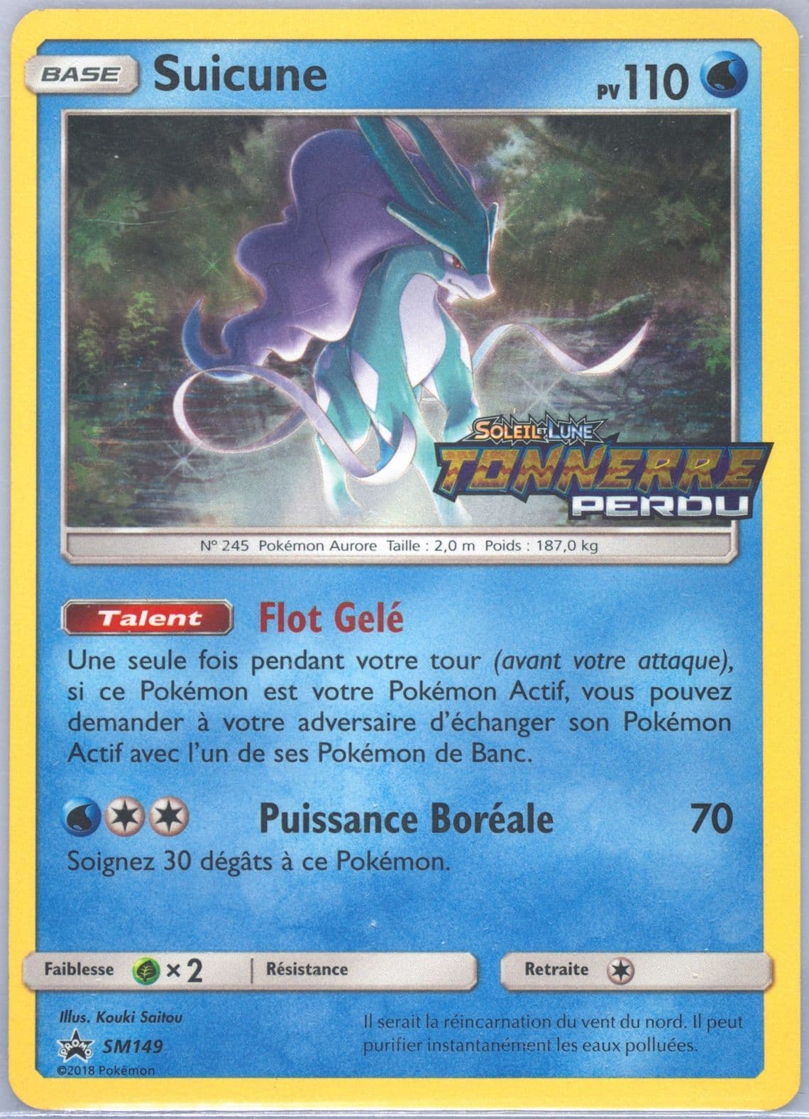 Suicune-Holo Lost Thunder Prerelease-French (SM149) 2018 Pokemon SM Black Star Promo