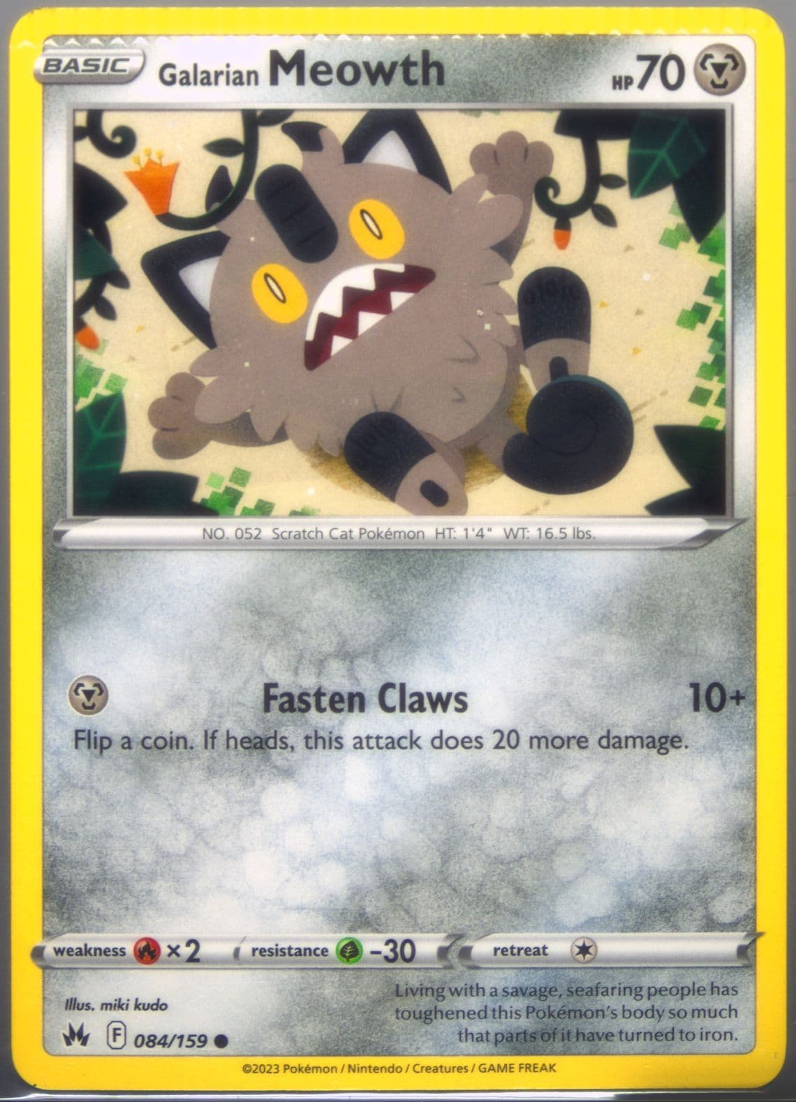 Galarian Meowth (084) 2023 Pokemon Sword and Shield Crown Zenith