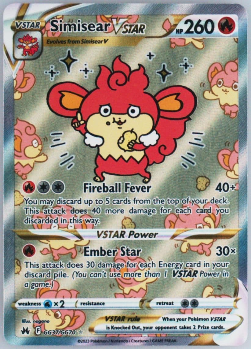 Full Art/Simisear Vstar (GG37) 2023 Pokemon Sword and Shield Crown Zenith