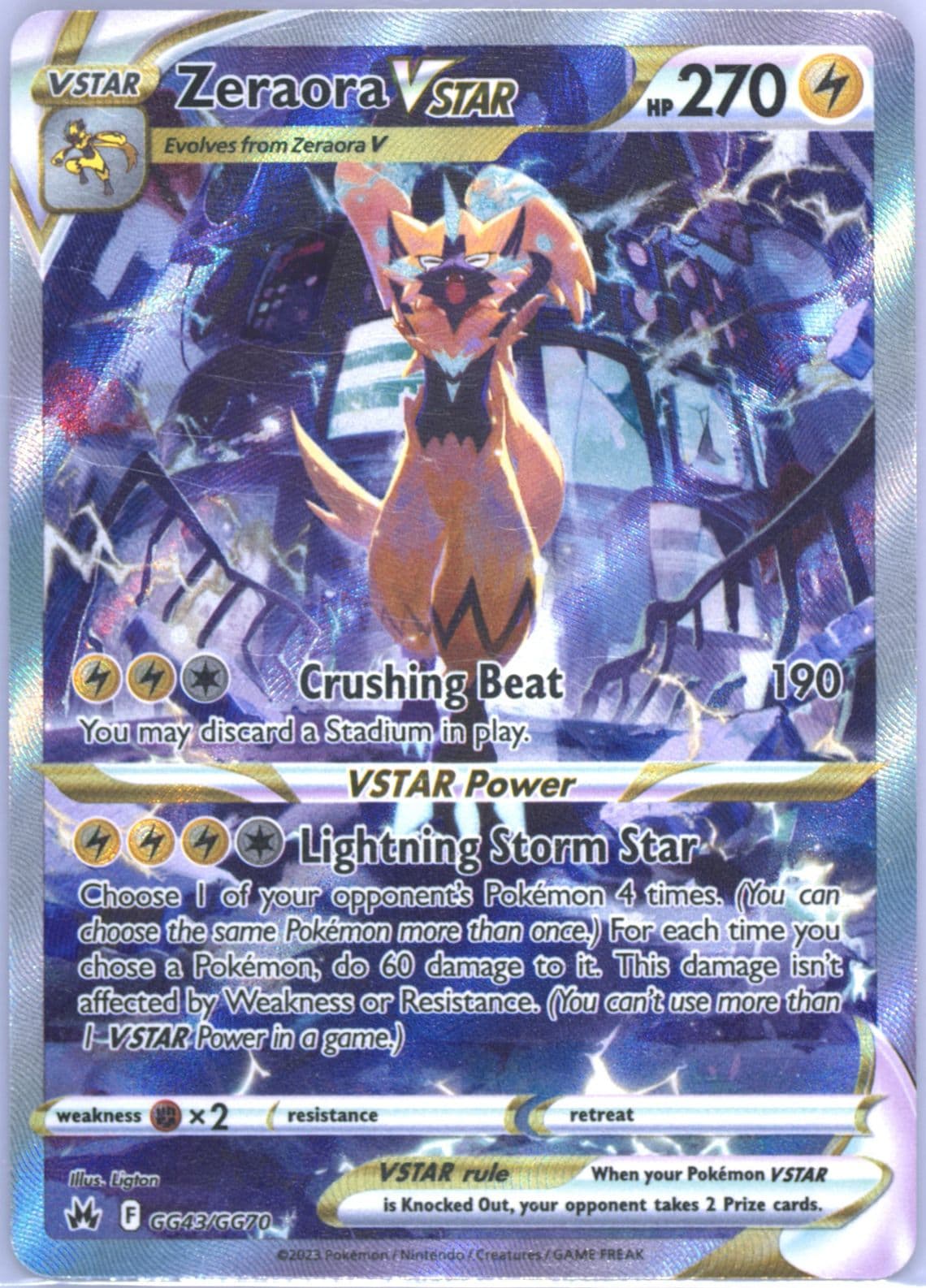 Full Art/Zeraora Vstar (GG43) 2023 Pokemon Sword and Shield Crown Zenith