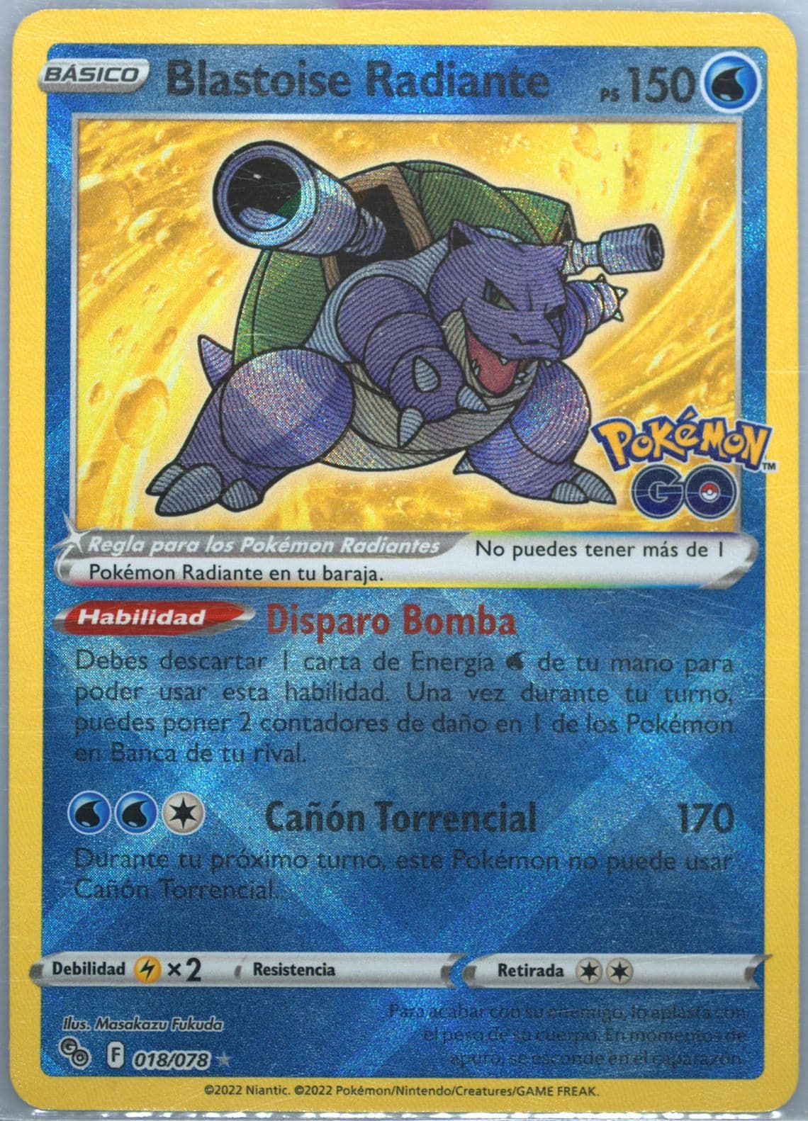 Blastoise Radiante Spanish (018) 2022 Pokemon Go