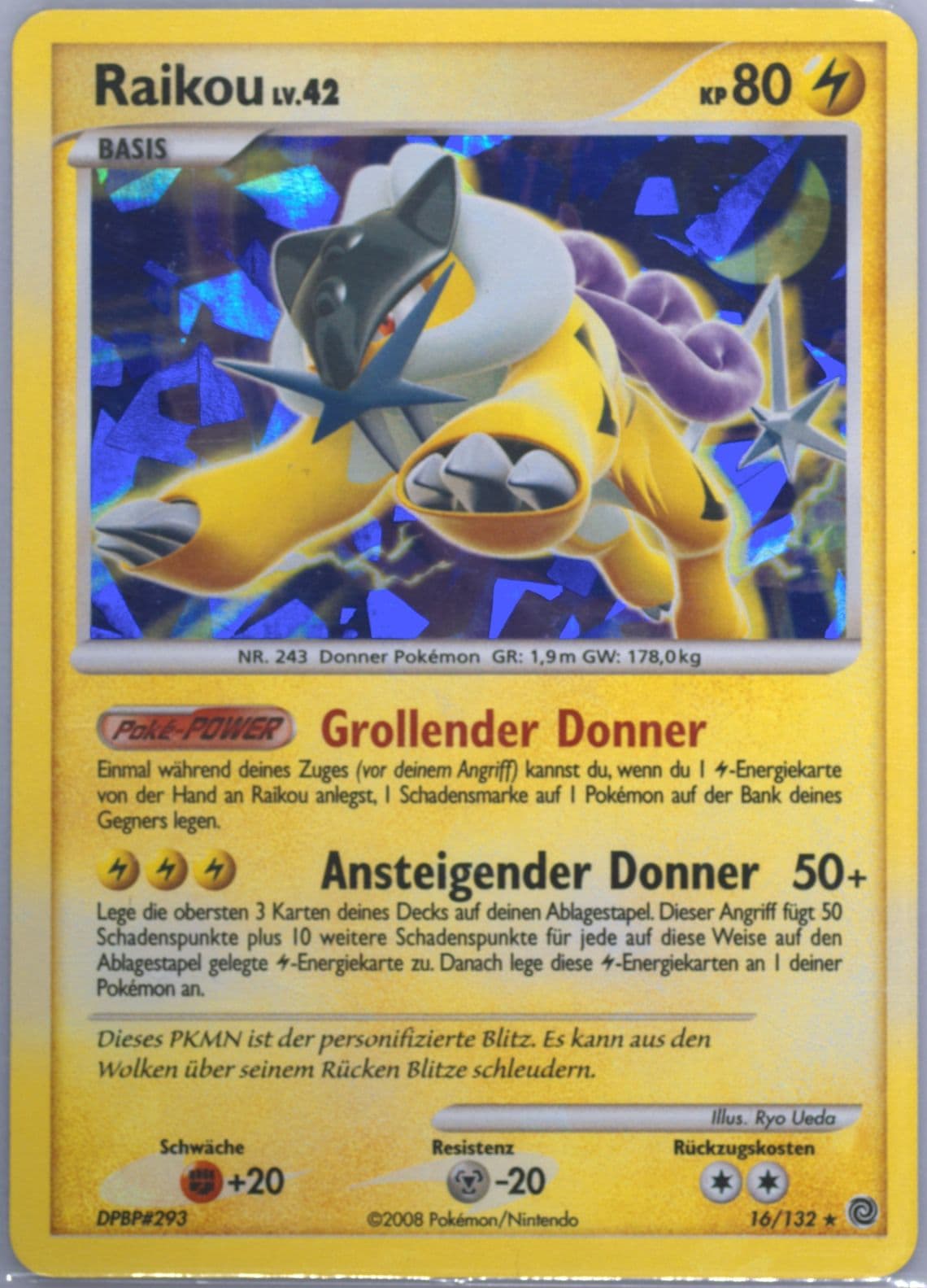 Raikou-Holo Fall 2010 Collector's Tin (16) 2008 Pokemon German Diamond & Pearl Secret Wonders