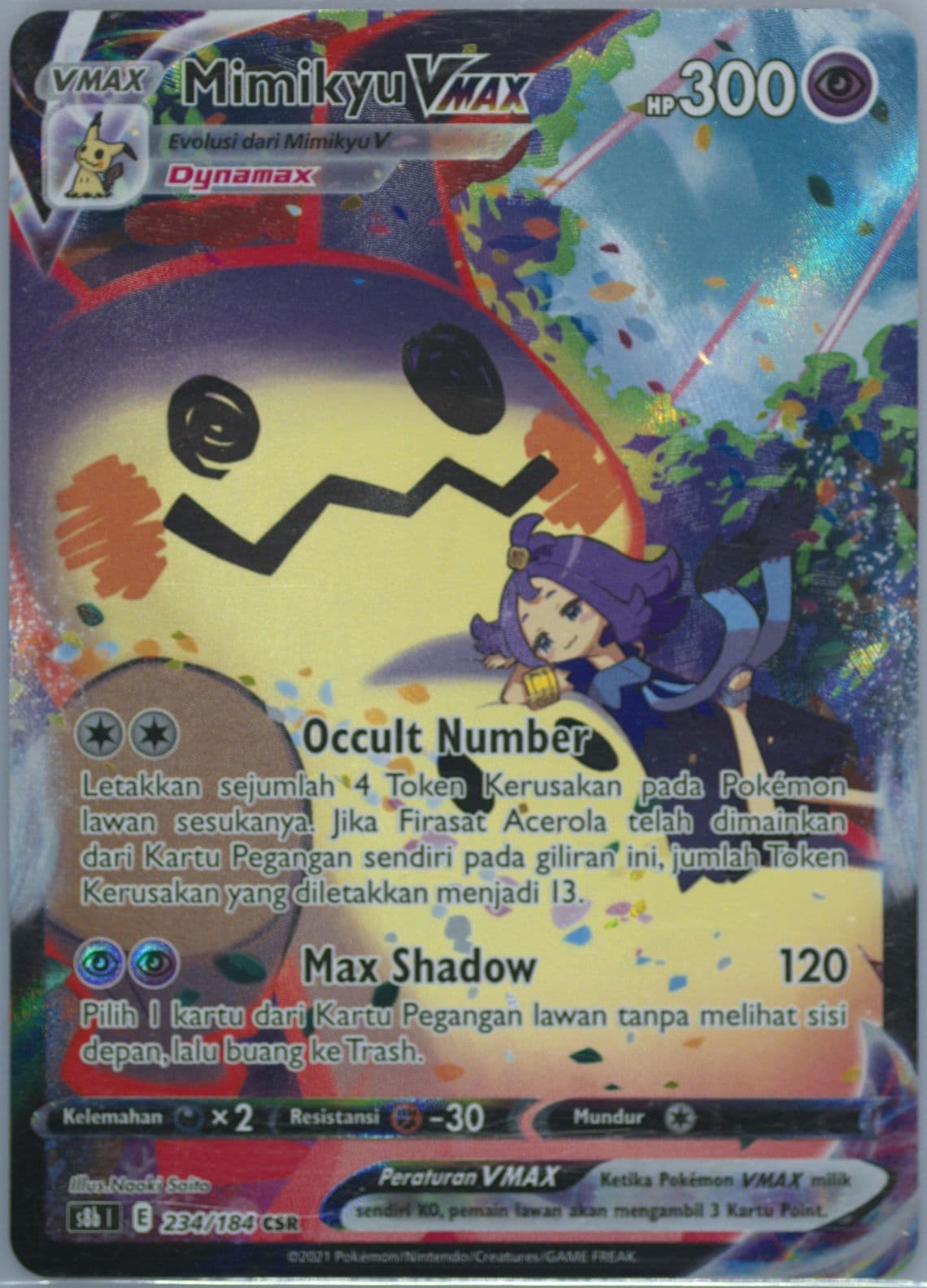 Full Art/Mimikyu Vmax (234) 2022 Pokemon Indonesian Sword & Shield Vmax Climax
