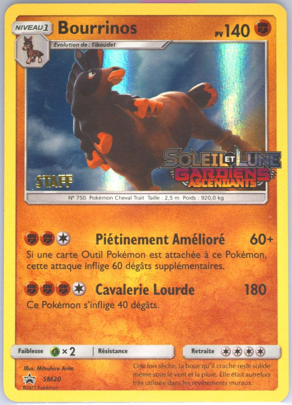 Bourrinos-Holo Guardians Rising Prerelease Staff French (SM20) 2017 Pokemon SM Black Star Promo