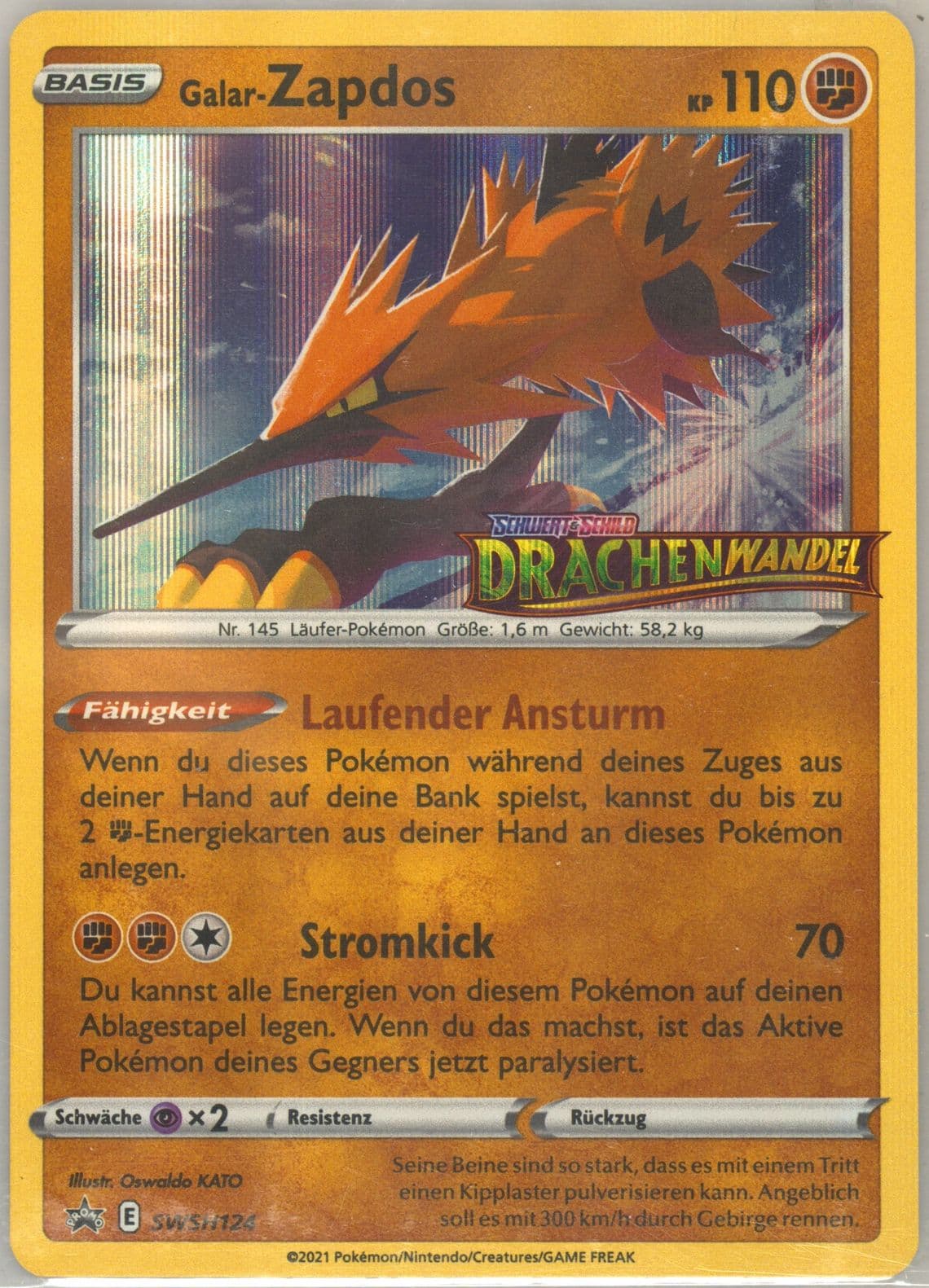 Galarian Zapdos-Holo Prerelease-German (124) 2021 Pokemon Swsh Black Star Promo