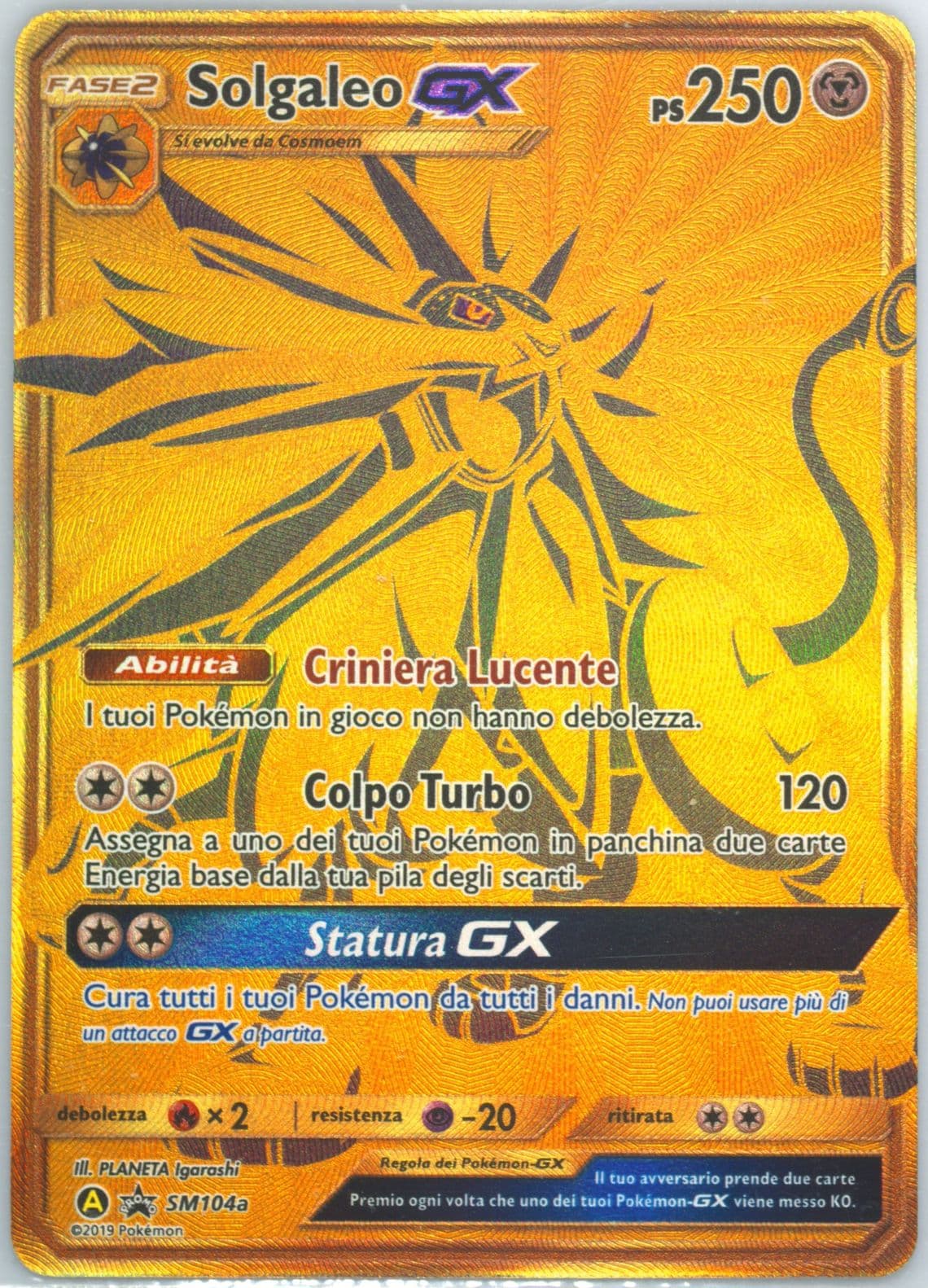 Full Art/Solgaleo GX Hidden Fates Premium Collection-Italian (SM104a) 2019 Pokemon SM Black Star Promo