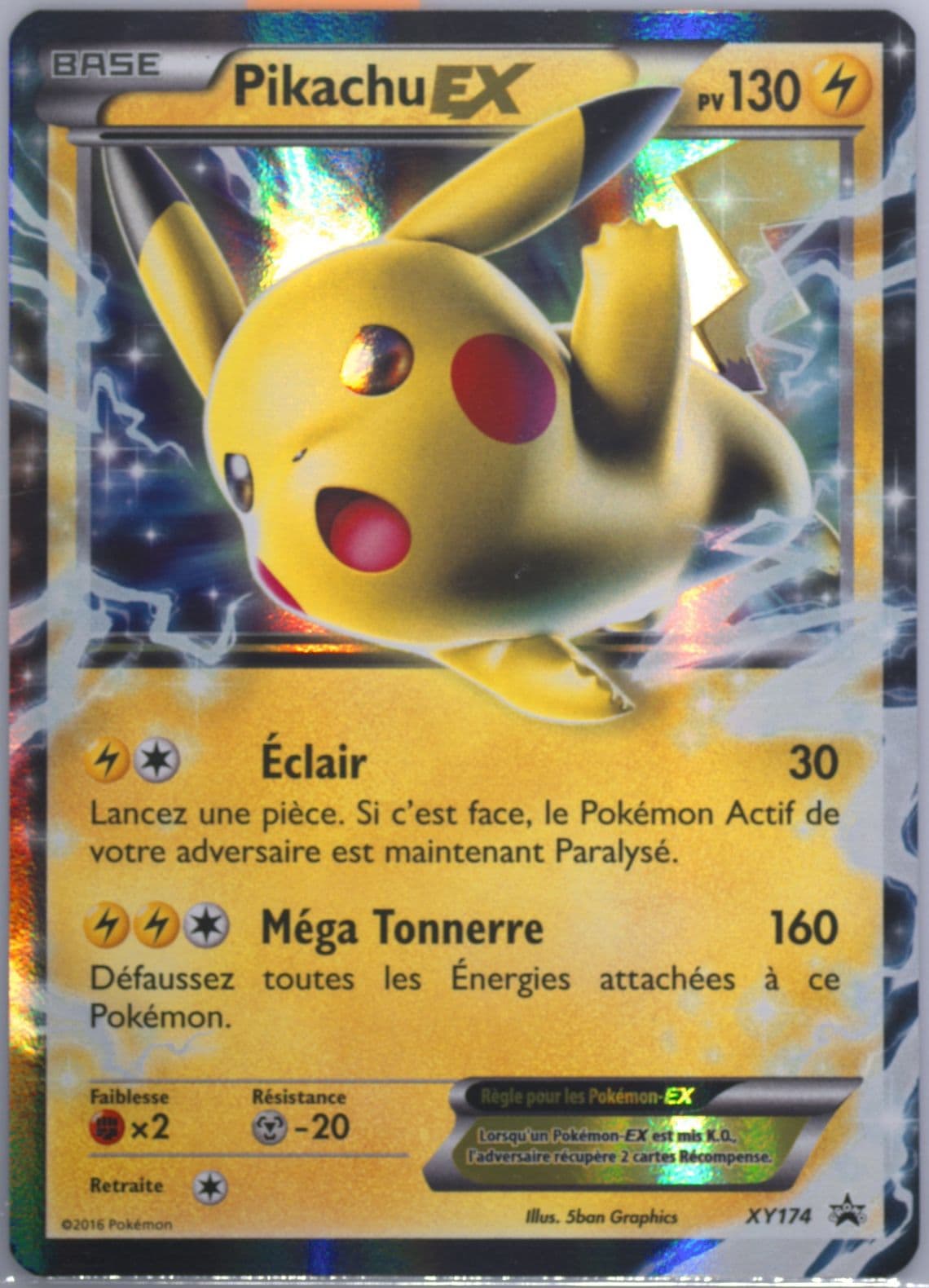Pikachu EX Battle Heart Tins-French (XY174) 2016 Pokemon XY Black Star Promo