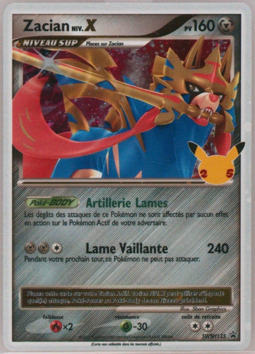 Zacian Niv.X-Holo Celebrations Collection-French (135) 2021 Pokemon Swsh Black Star Promo