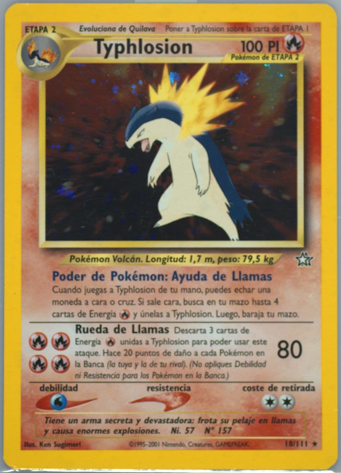 Typhlosion-Holo (18) 2001 Pokemon Spanish Neo Genesis