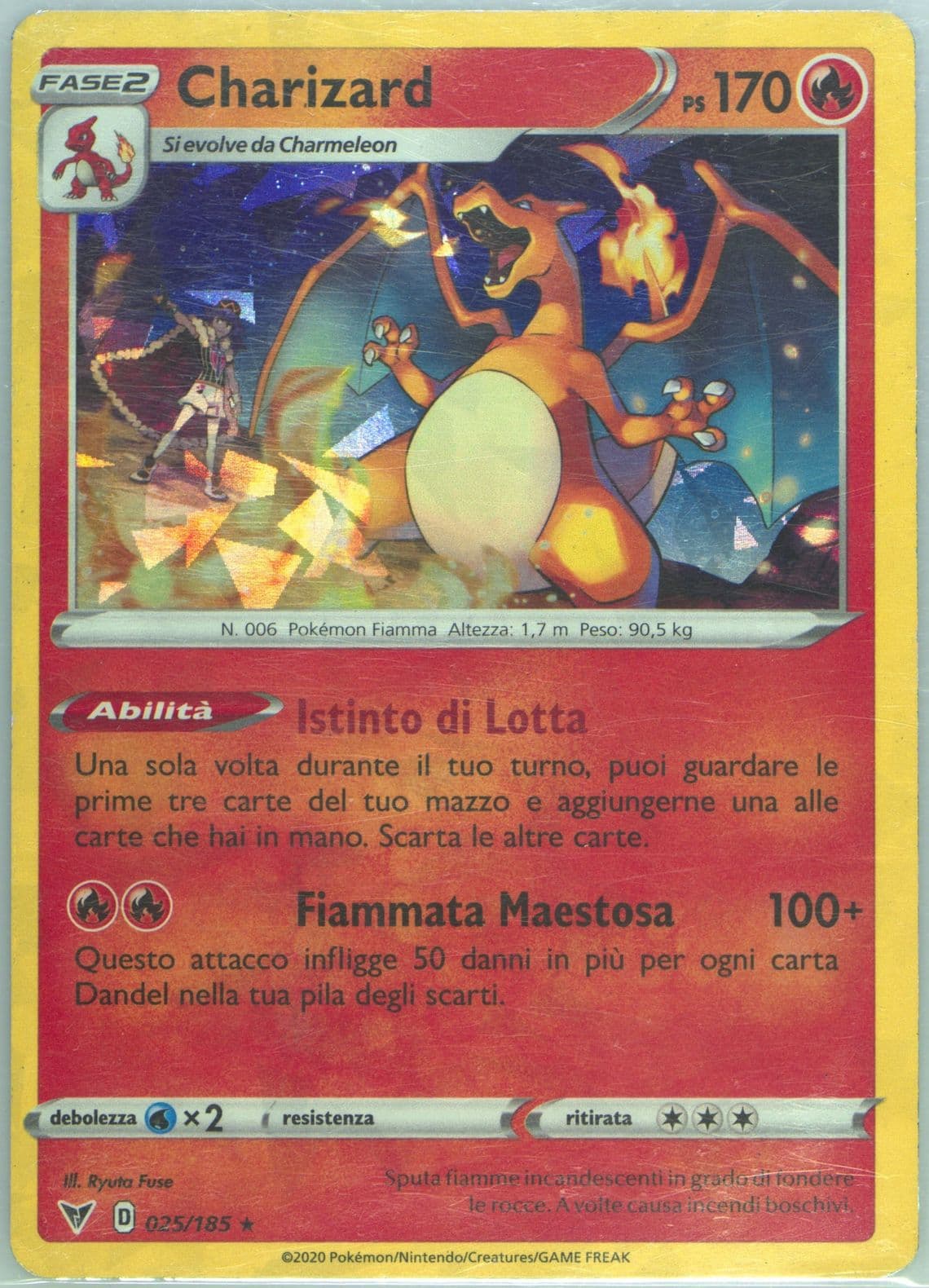 Charizard-Holo Cracked Ice-Italian (025) 2020 Pokemon Sword & Shield Vivid Voltage