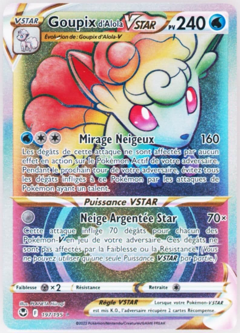 Full Art/Goupix D'Alola Vstar French-Secret (197) 2022 Pokemon Sword & Shield Silver Tempest