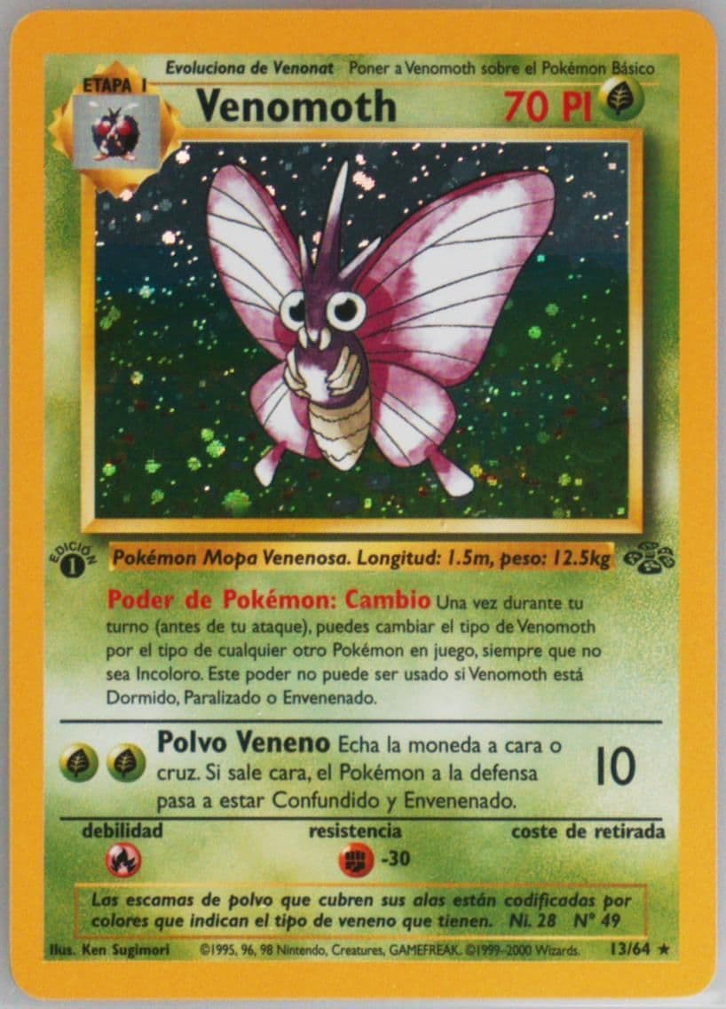 Venomoth-Holo 1st Edition (13) 2000 Pokemon Spanish Jungle