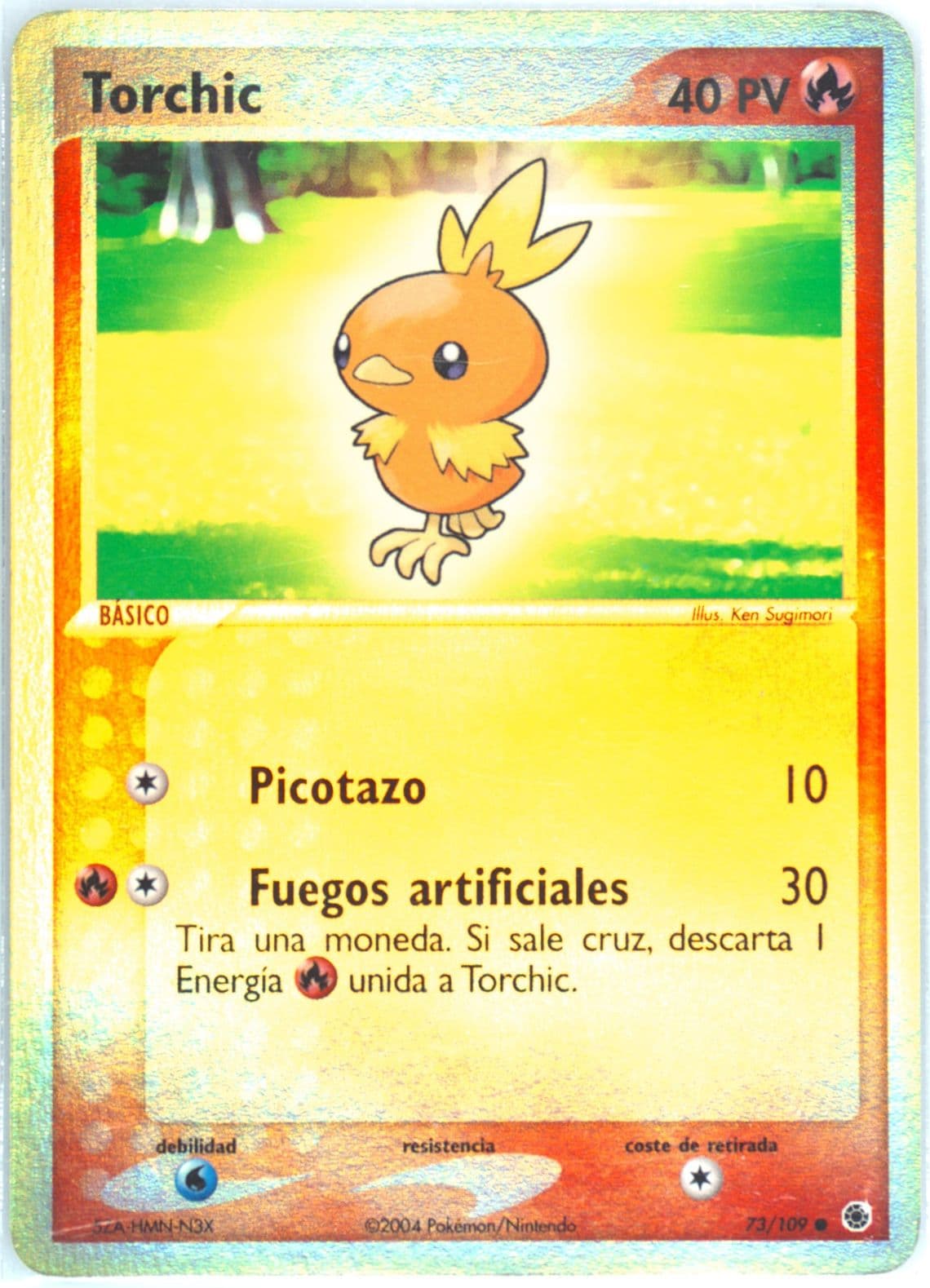 Torchic-Reverse Foil (73) 2004 Pokemon Spanish EX Ruby & Sapphire