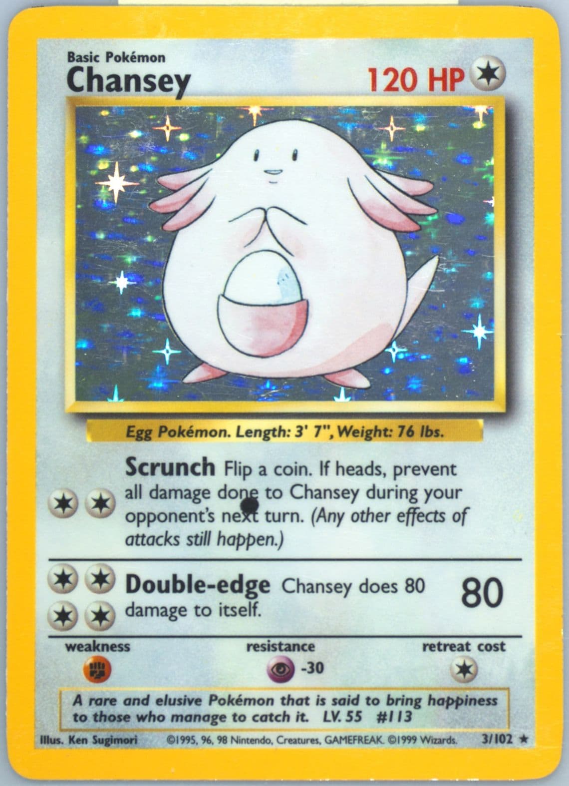Chansey-Holo Black Dot Error (3) 1999 Pokemon Game