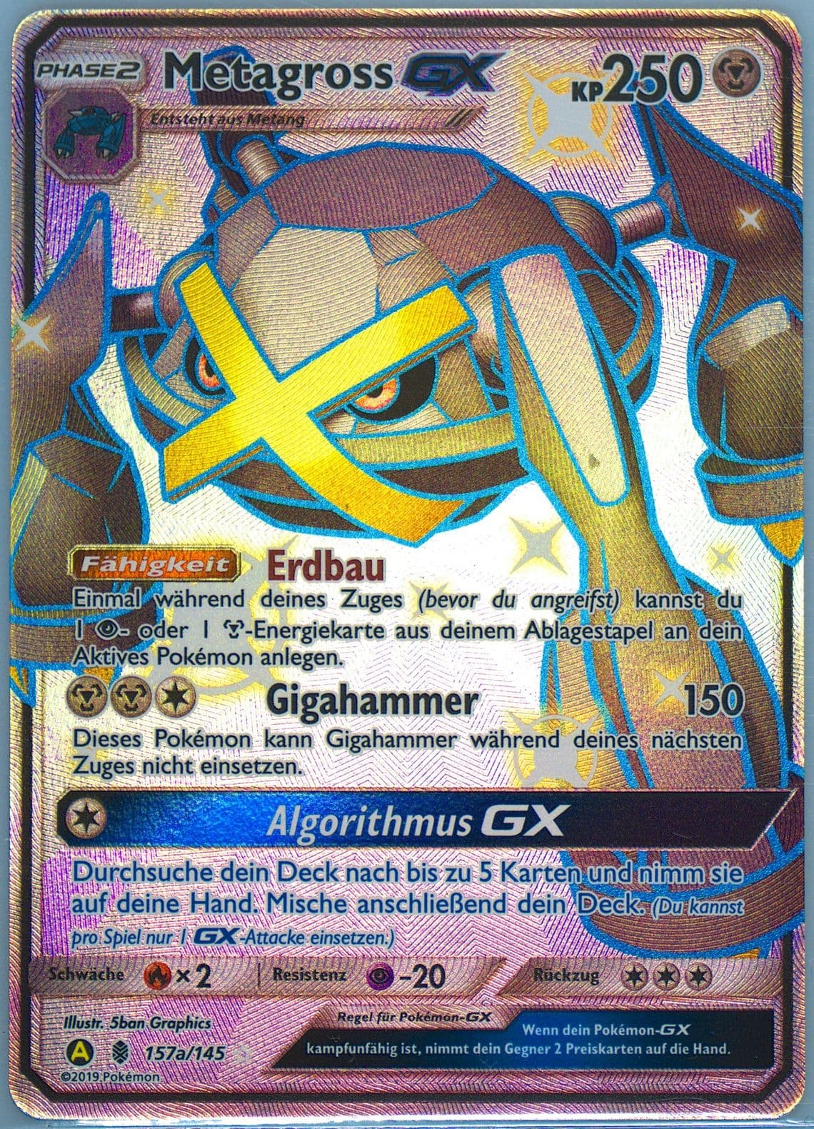 Full Art/Metagross GX 2019 Yellow A Alternate Art Hidden Fates Ultra Ball Collection-German (157a) 2017 Pokemon Sun & Moon Shining Legends