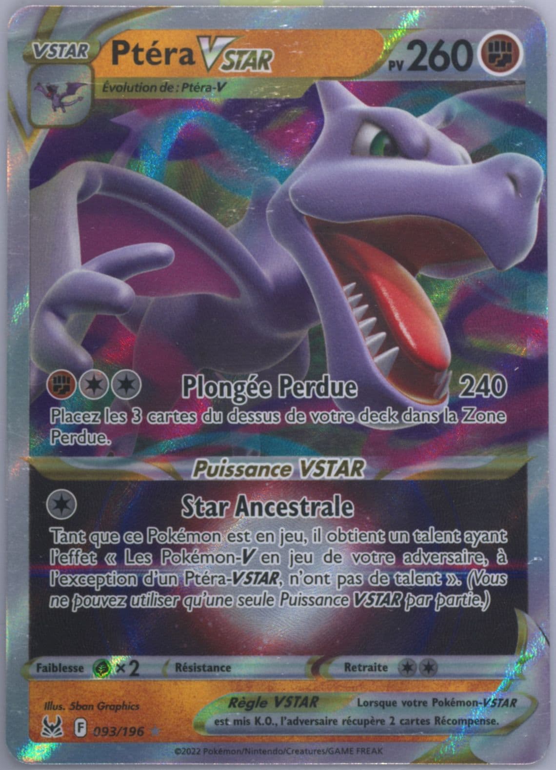 Ptera Vstar French (093) 2022 Pokemon Sword & Shield Lost Origin