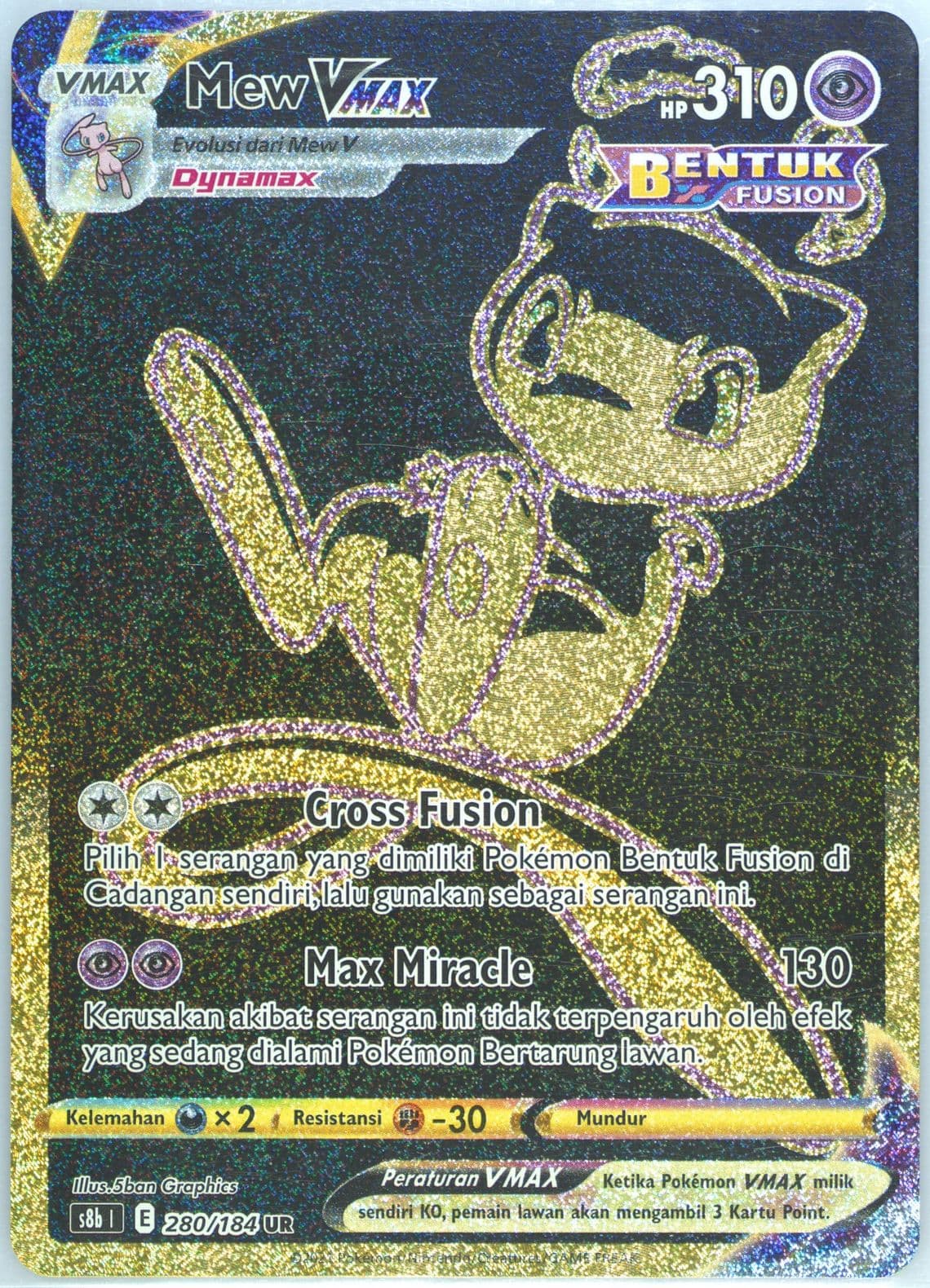 Full Art/Mew Vmax Ultra Rare (280) 2022 Pokemon Indonesian Sword & Shield Vmax Climax